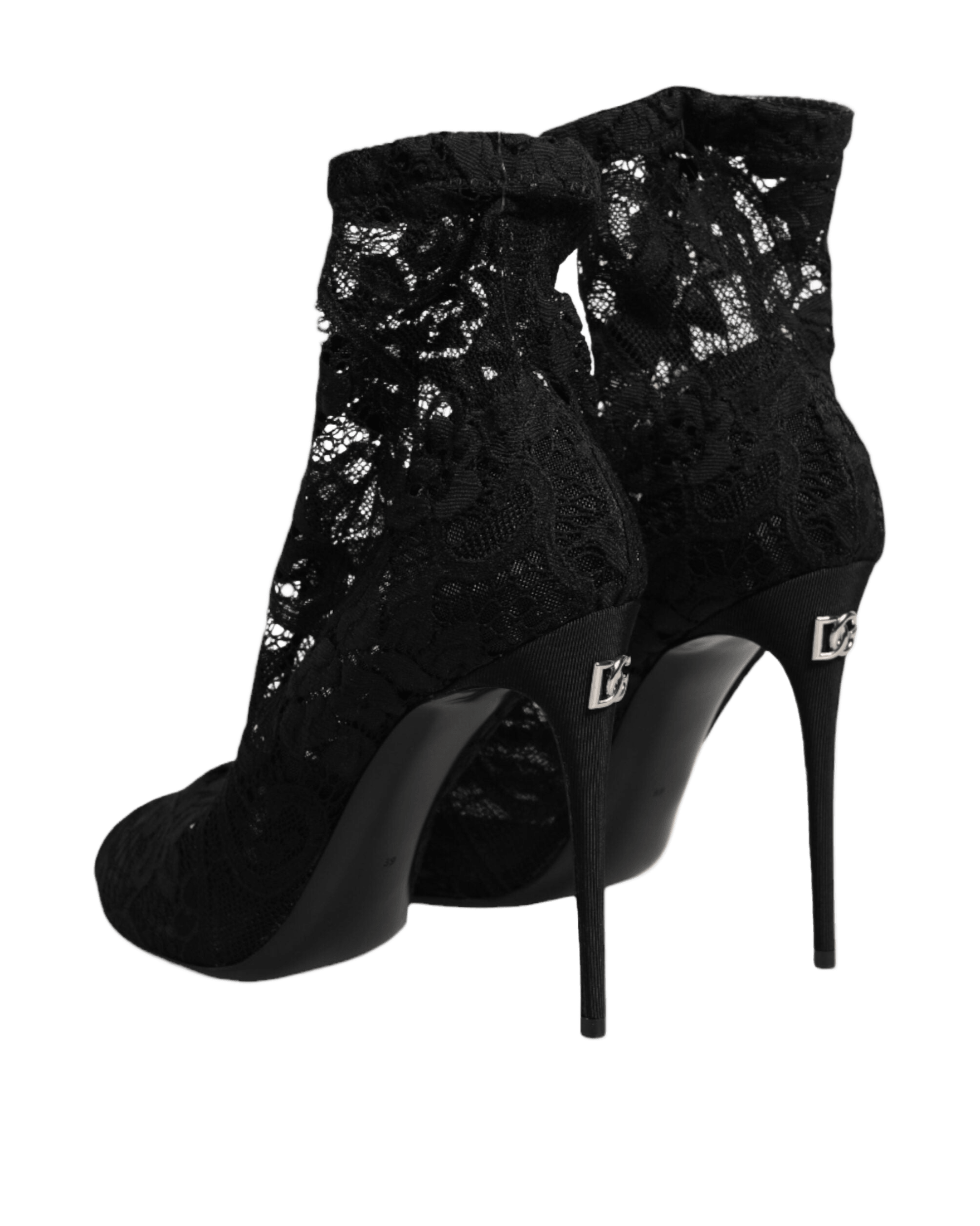 Dolce & Gabbana Black Lace Stretch Taormina Boots Shoes Glam Steals