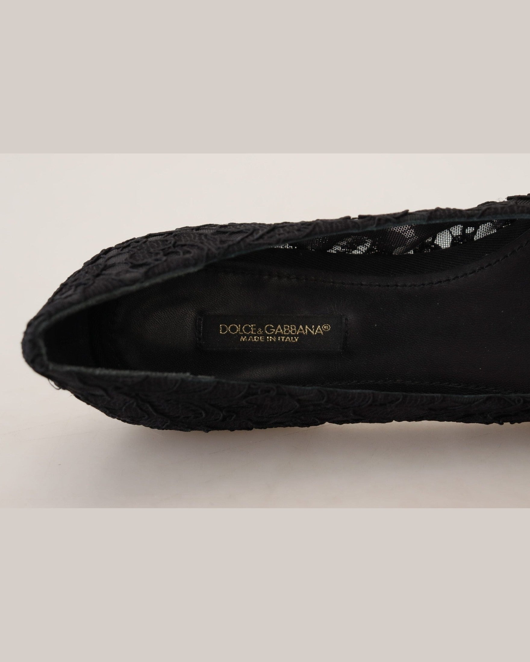 Dolce & Gabbana Black Lace Taormina Crystals Flats Flats