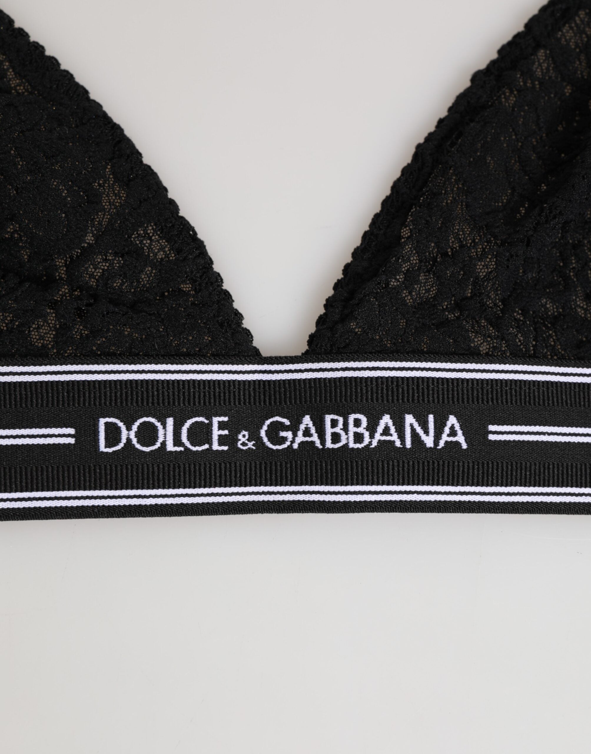 Dolce & Gabbana Black Lace Triangle Bralette Wireless Underwear Glam Steals