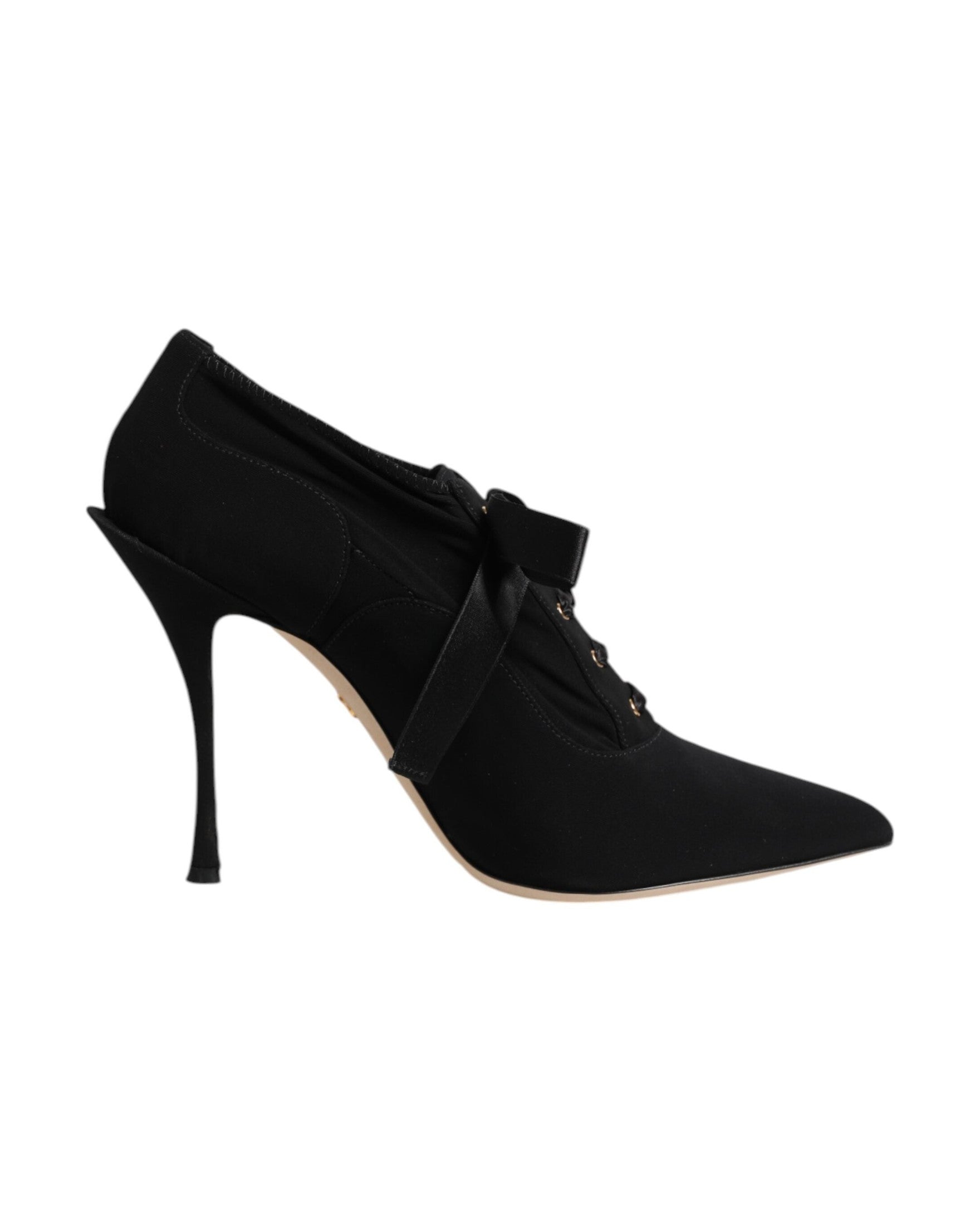 Dolce & Gabbana Black Lace Up Stiletto Heels Pumps Shoes Glam Steals