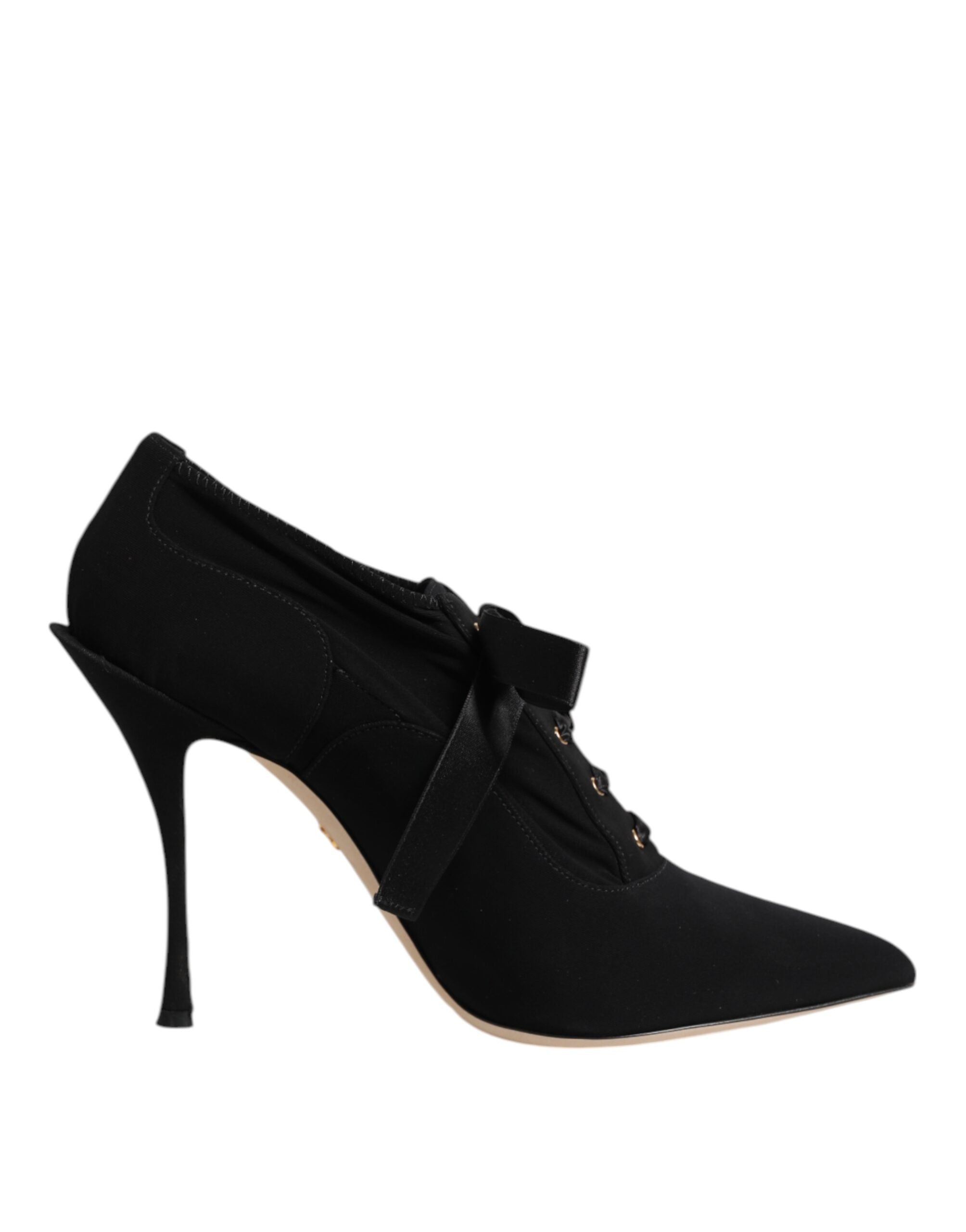 Dolce & Gabbana Black Lace Up Stiletto Heels Pumps Shoes Glam Steals