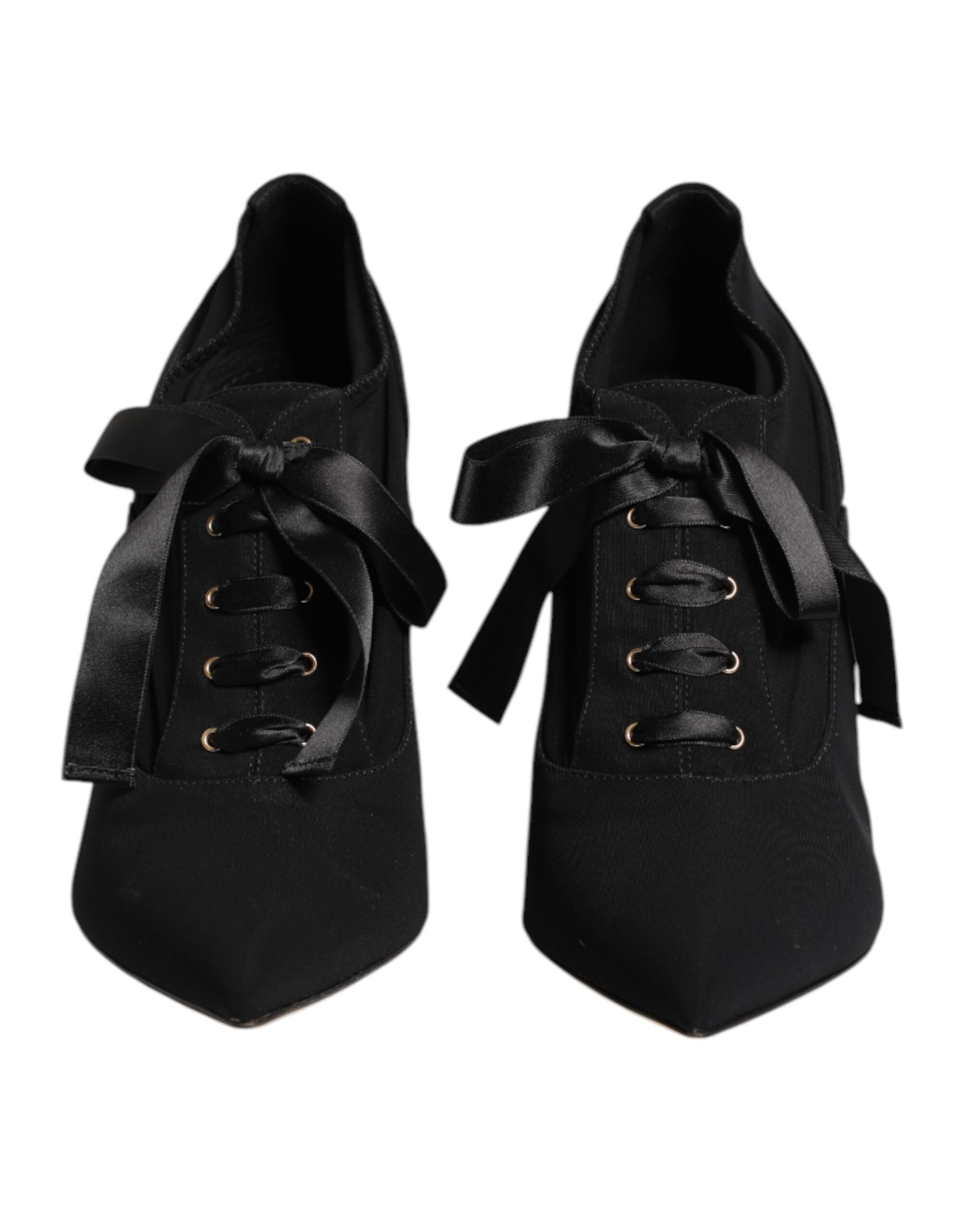 Dolce & Gabbana Black Lace Up Stiletto Heels Pumps Shoes Glam Steals