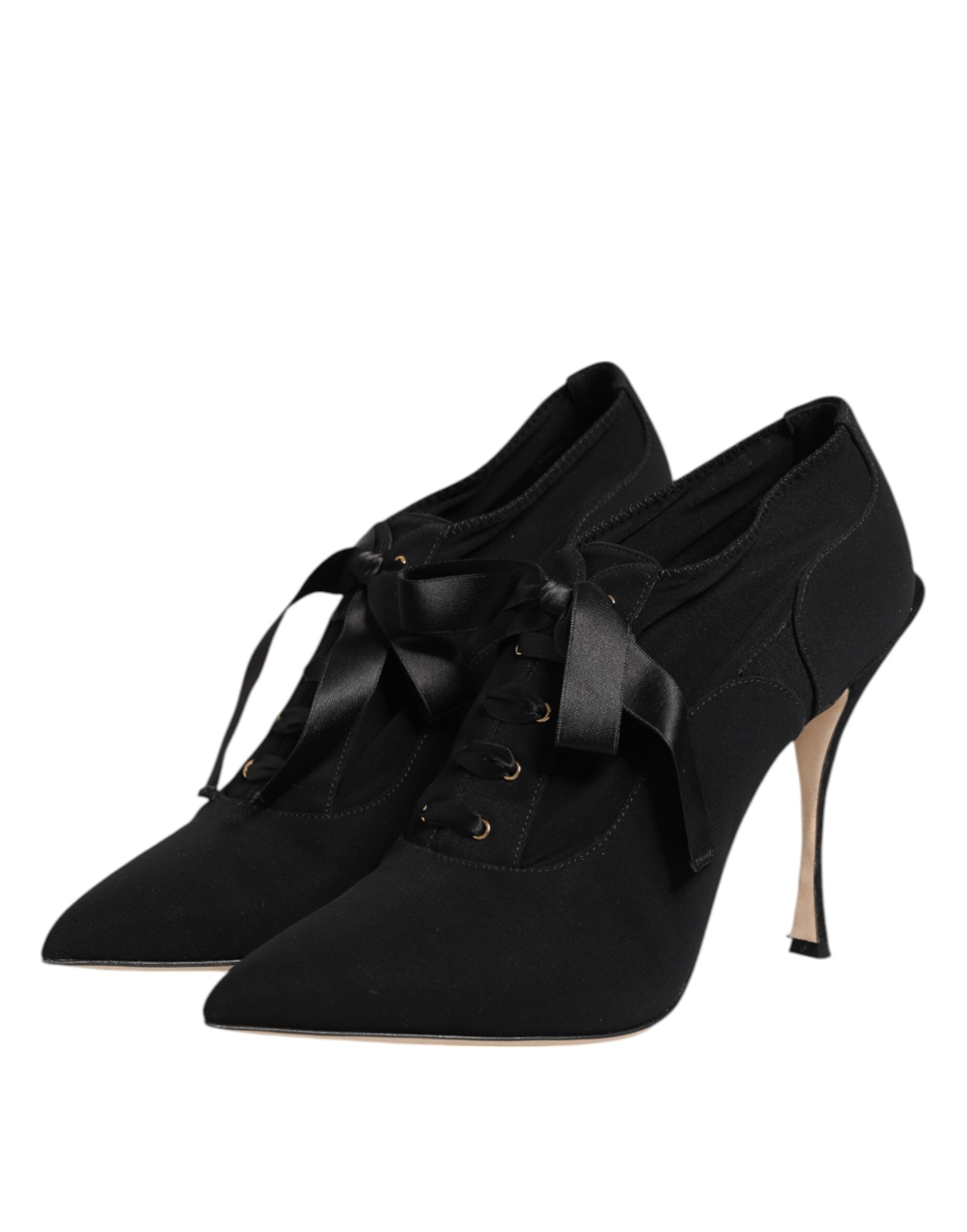 Dolce & Gabbana Black Lace Up Stiletto Heels Pumps Shoes Glam Steals