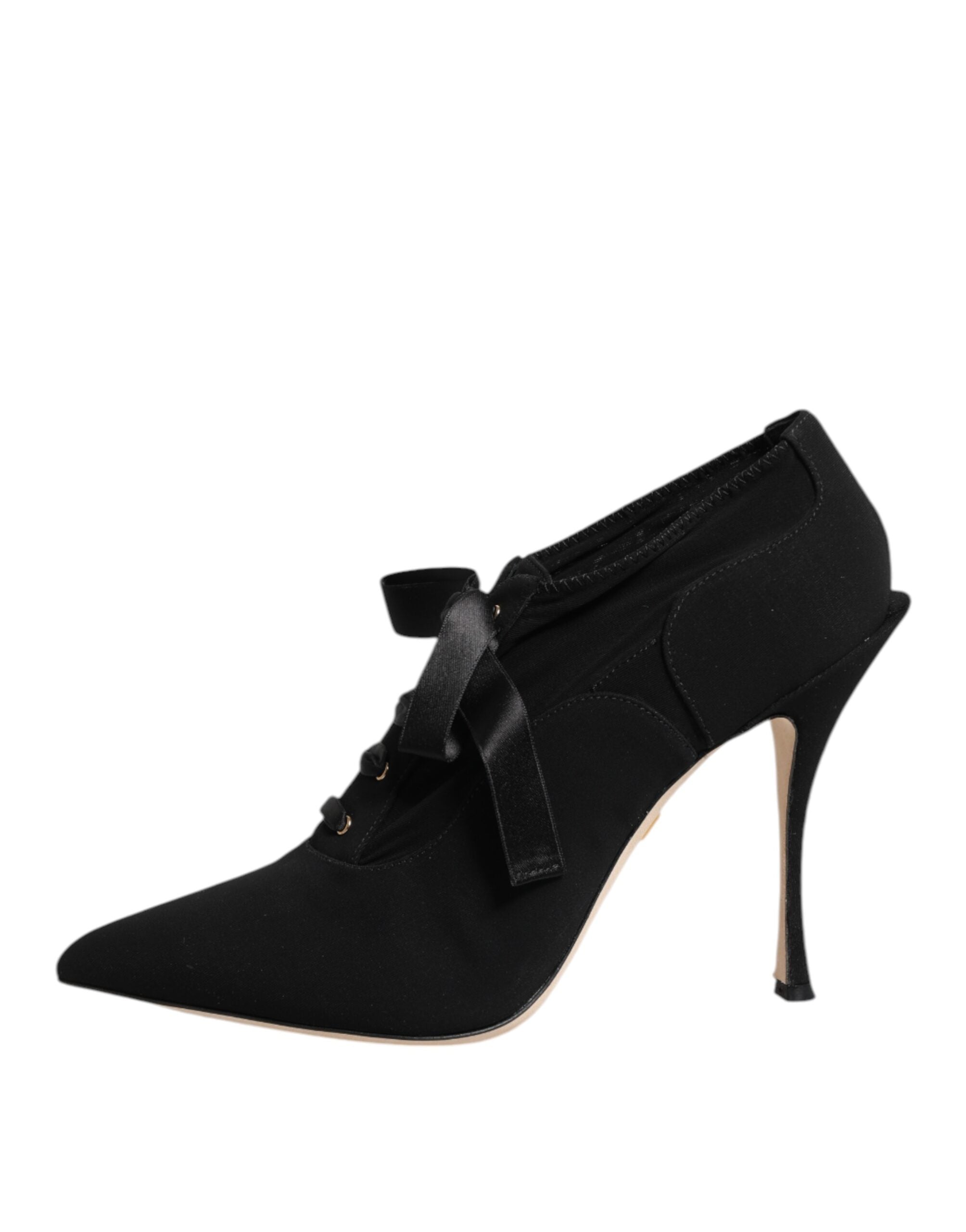 Dolce & Gabbana Black Lace Up Stiletto Heels Pumps Shoes Glam Steals