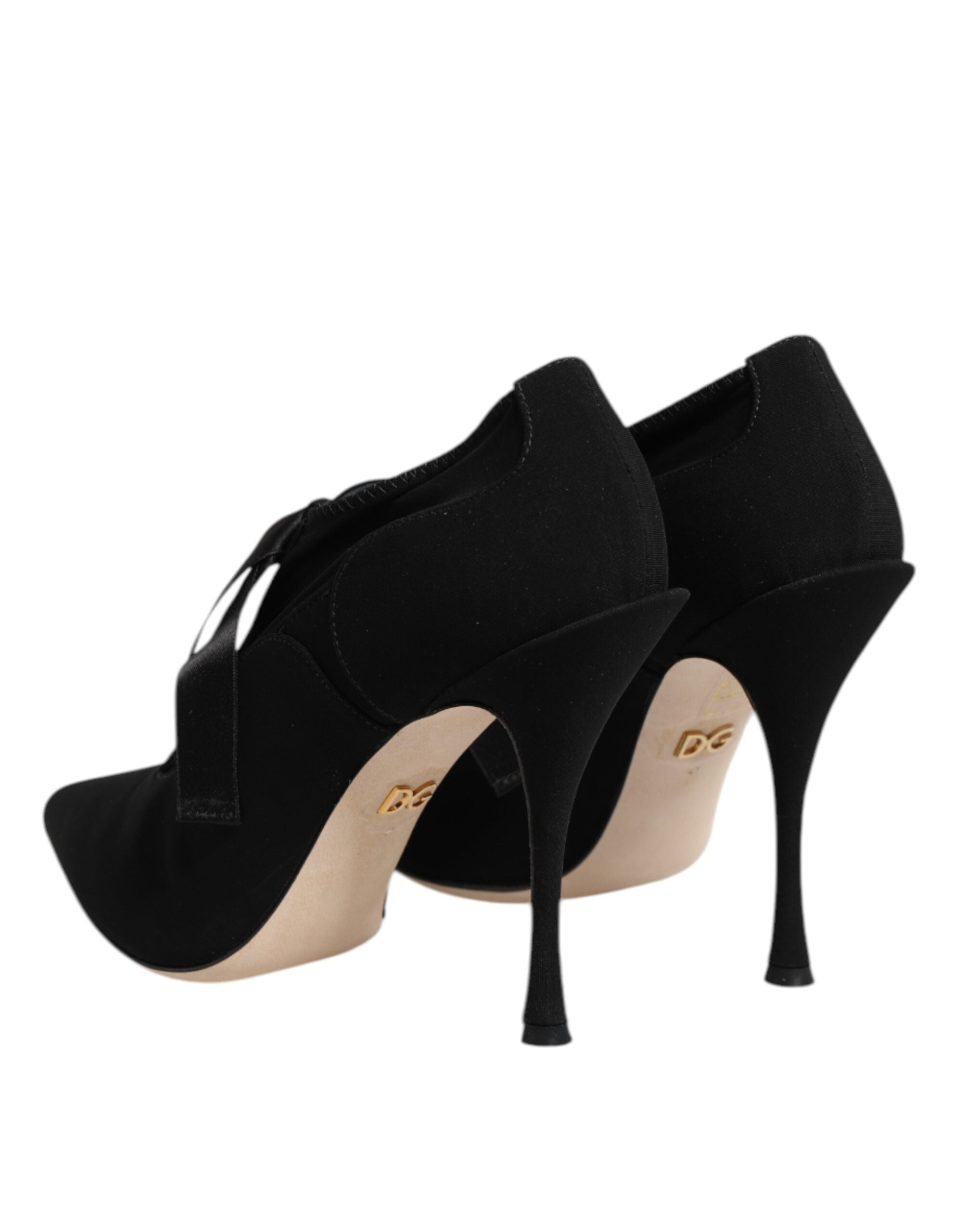 Dolce & Gabbana Black Lace Up Stiletto Heels Pumps Shoes Glam Steals