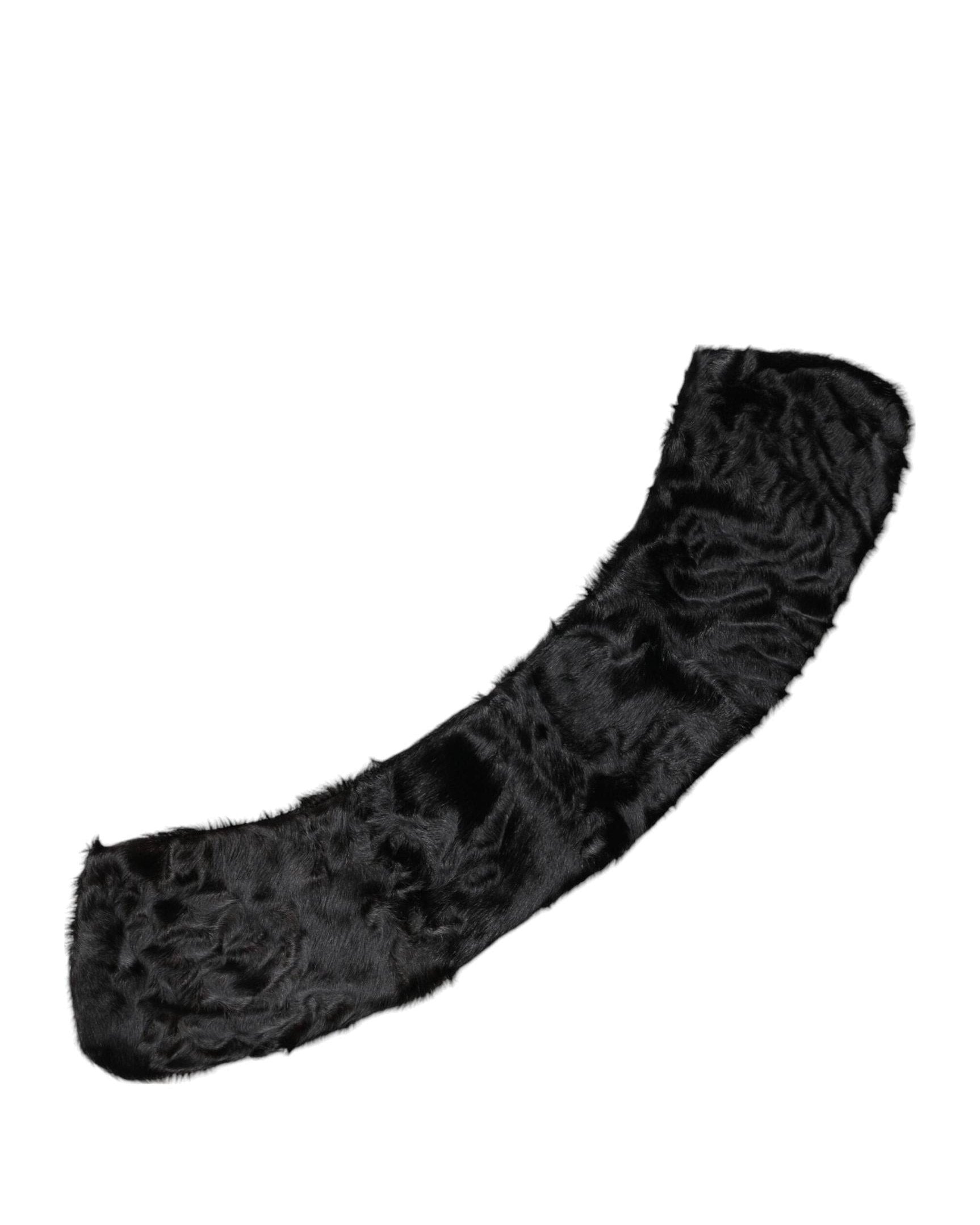 Dolce & Gabbana Black Lamb Fur Collar Neck Wrap Scarf Scarves & Shawls