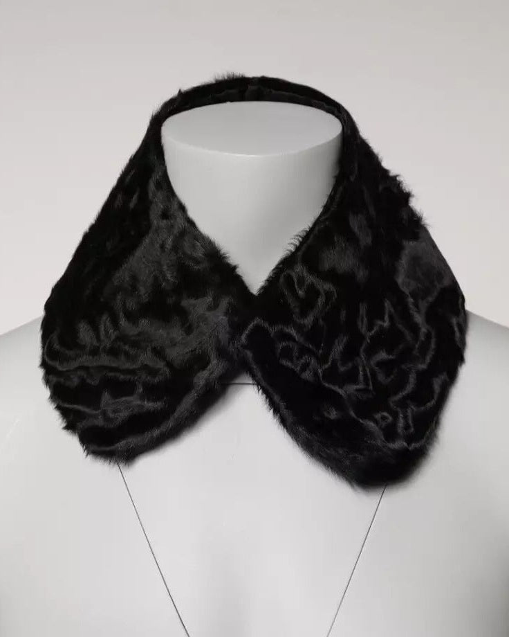 Dolce & Gabbana Black Lamb Fur Collar Neck Wrap Scarf Scarves & Shawls