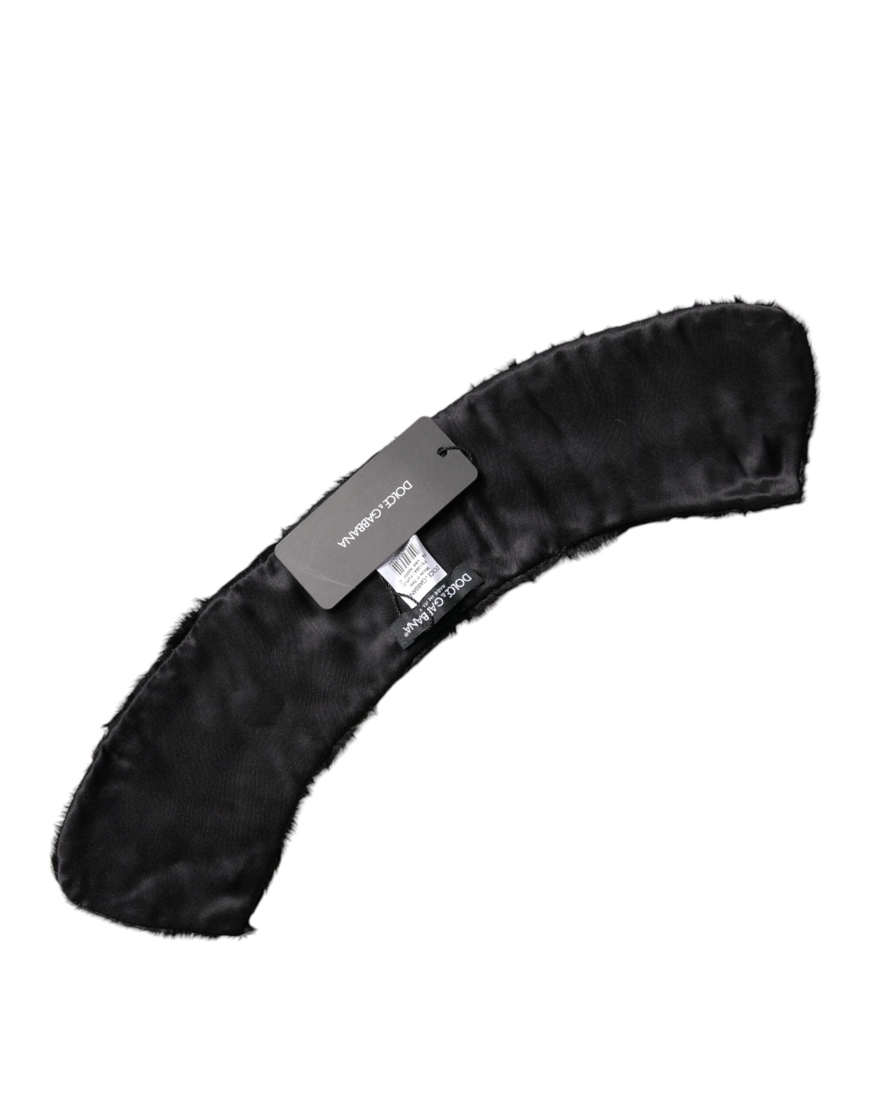 Dolce & Gabbana Black Lamb Fur Collar Neck Wrap Scarf Scarves & Shawls