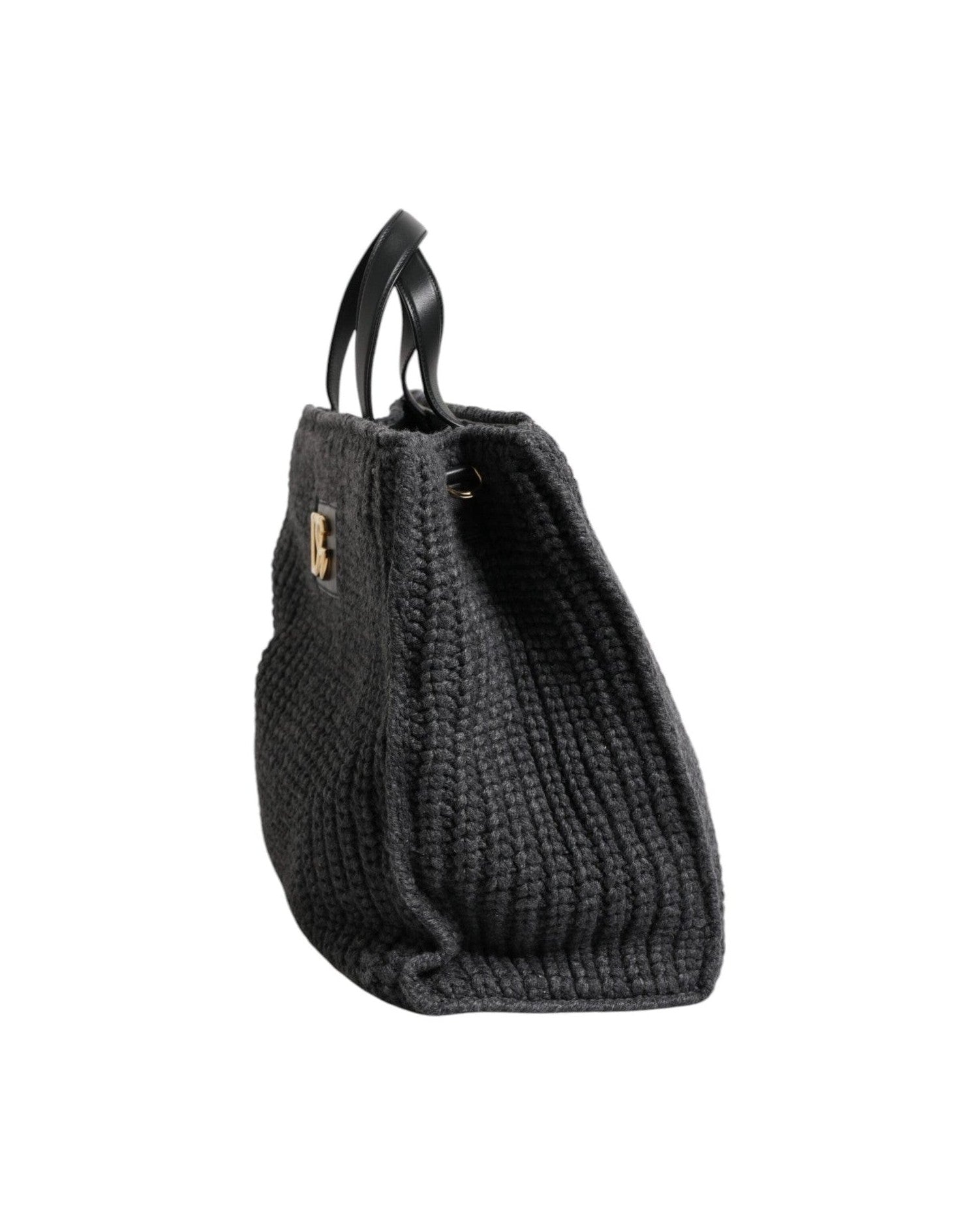 Dolce & Gabbana Large Knitted Crochet Shoulder Shopper Dg Logo Black Bag Glam Steals