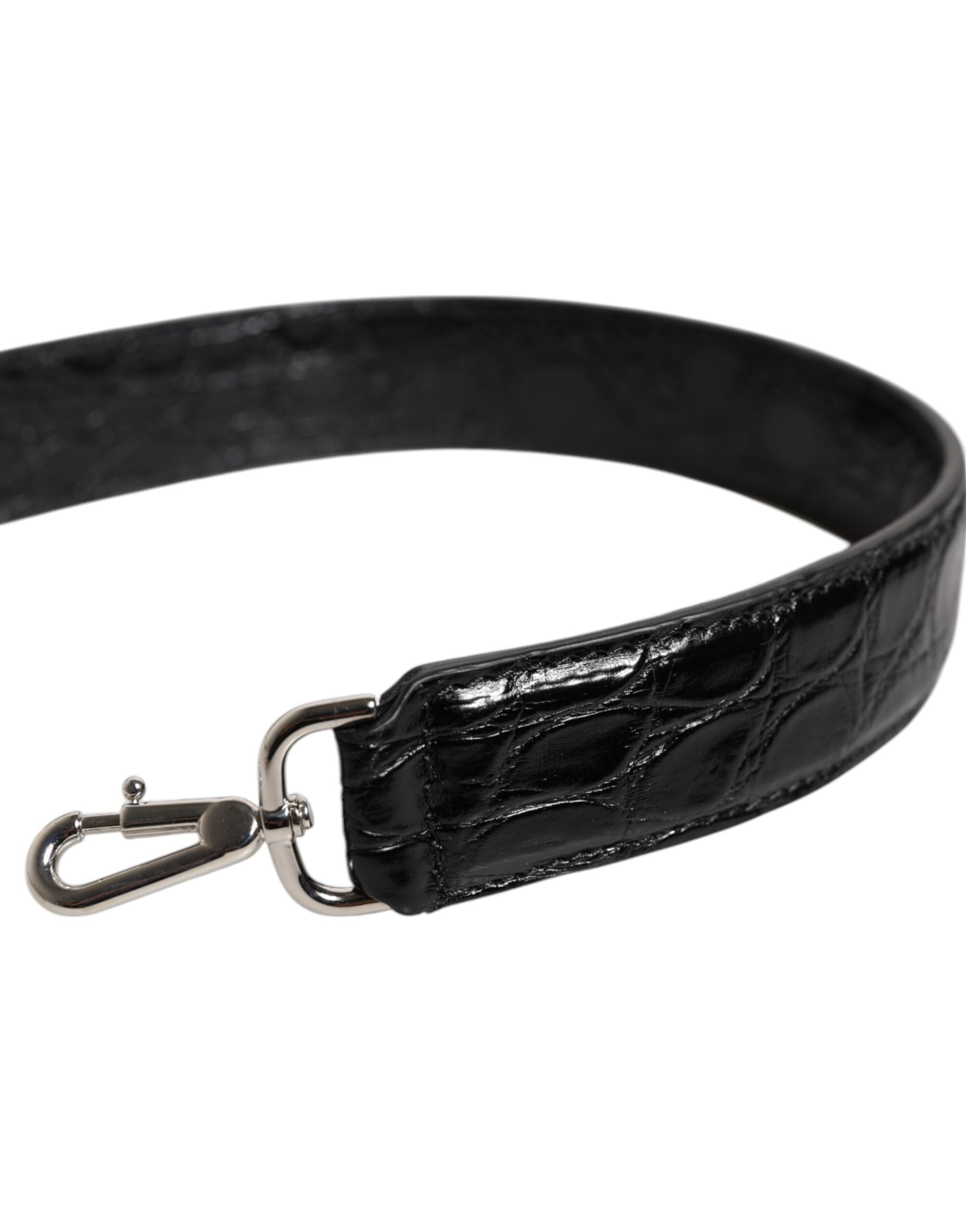Dolce & Gabbana Black Leather Alligator Bag Shoulder Strap Glam Steals