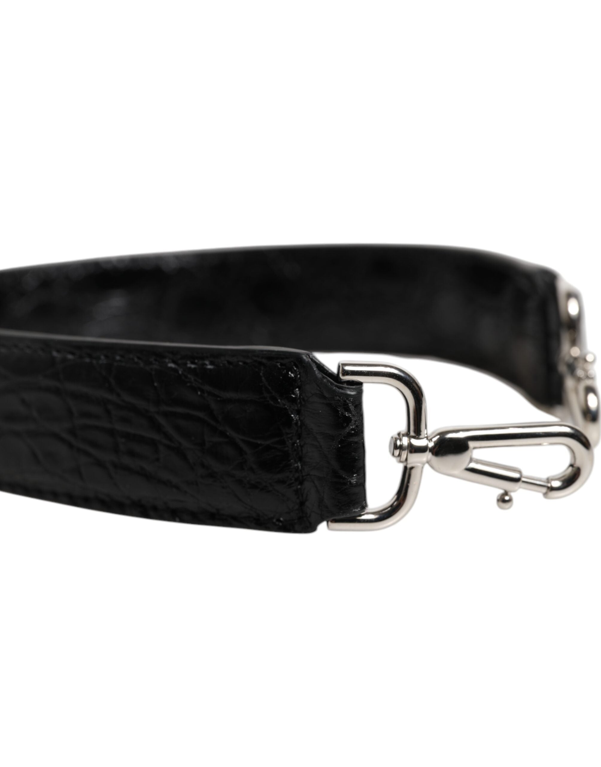 Dolce & Gabbana Black Leather Alligator Bag Shoulder Strap Glam Steals