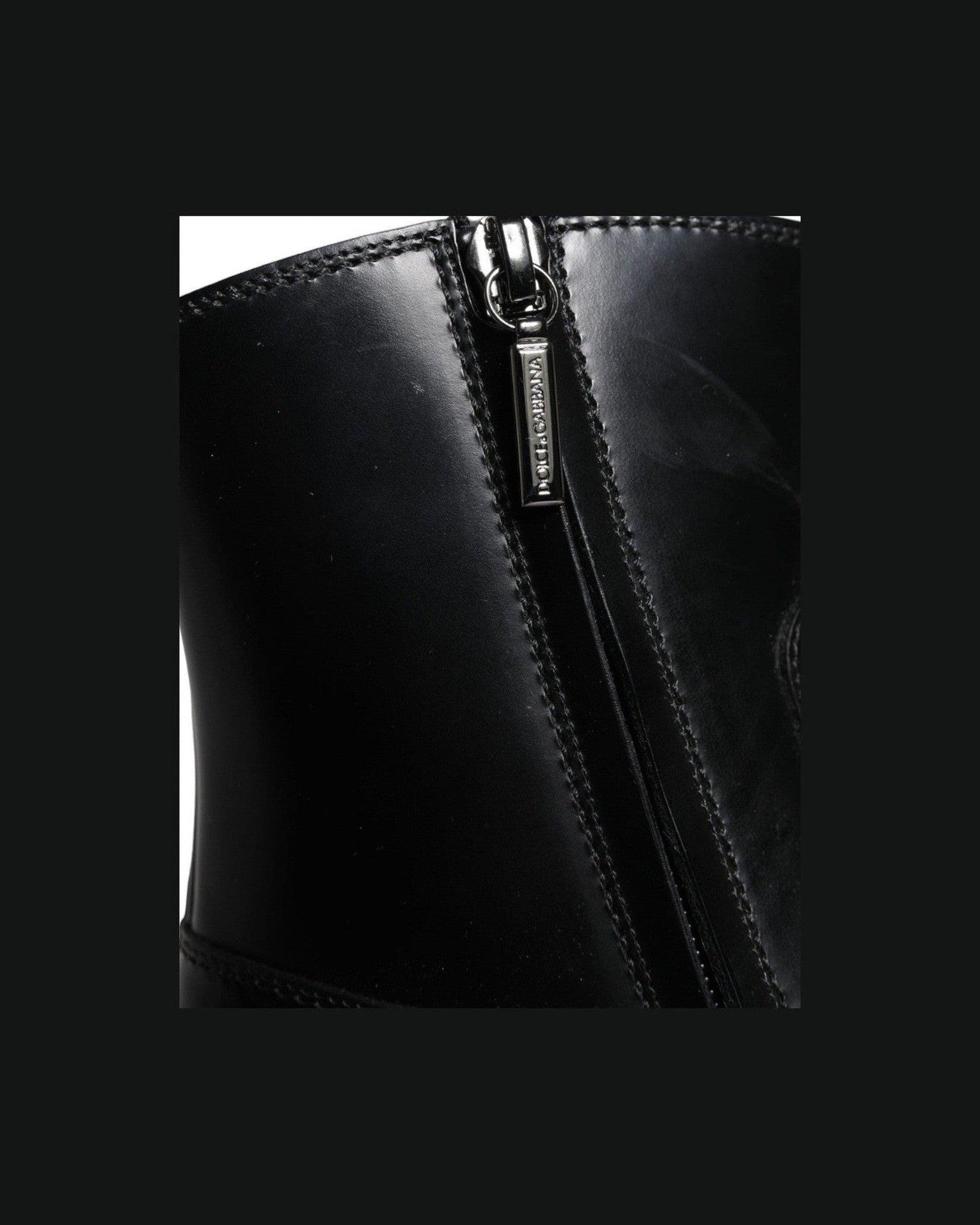 Dolce & Gabbana Black Leather Ankle Boots Booties Shoes Boots