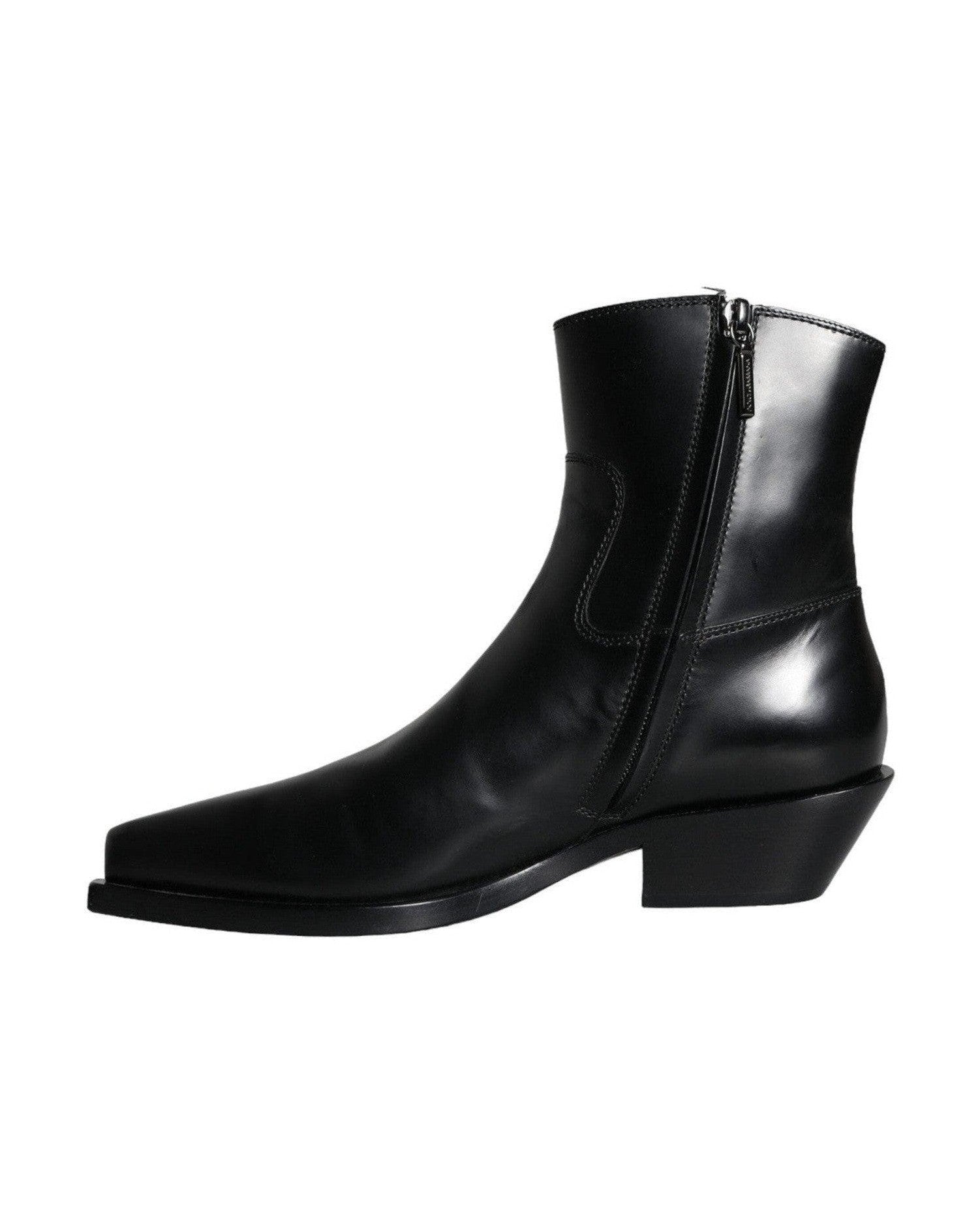 Dolce & Gabbana Black Leather Ankle Boots Booties Shoes Boots