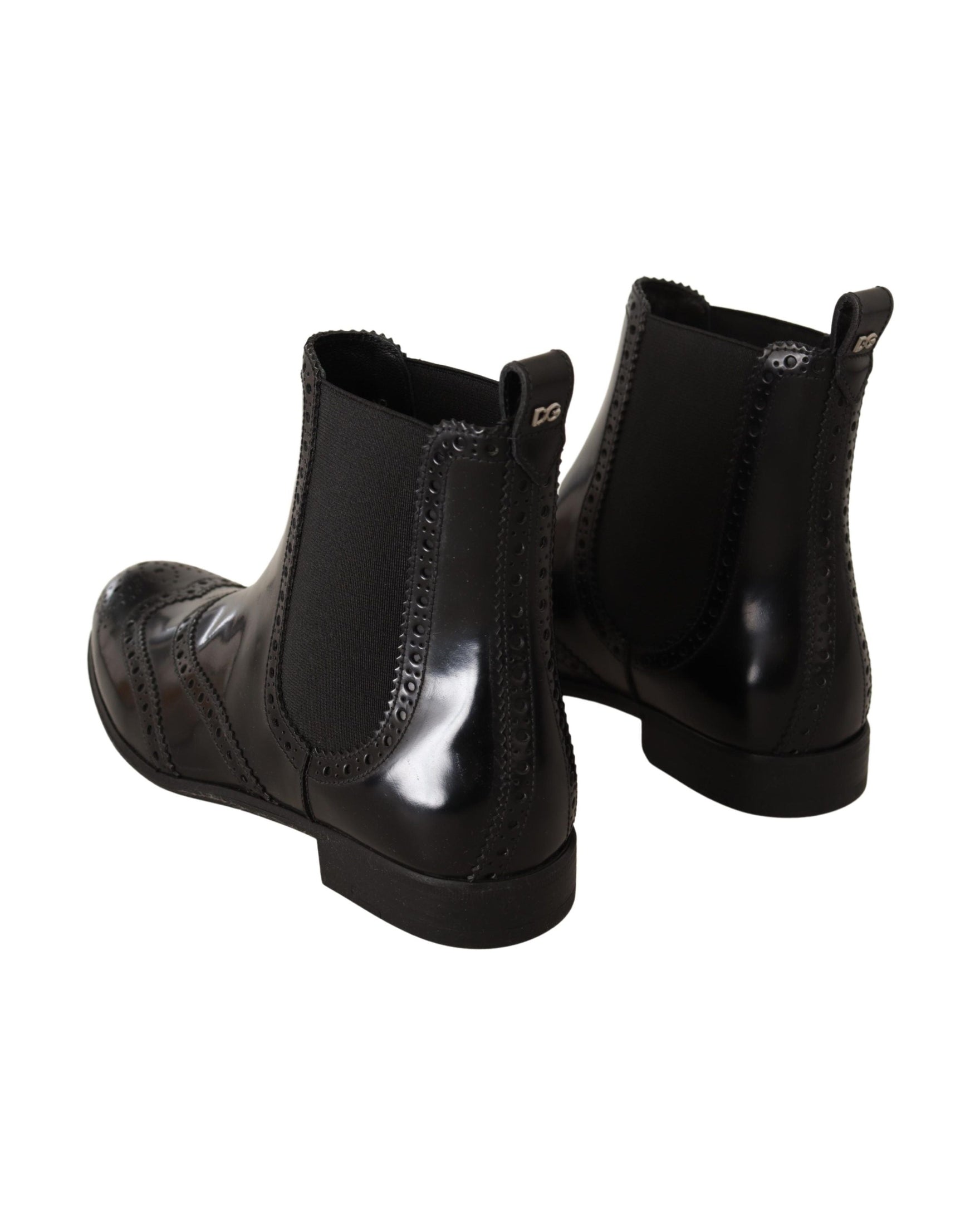 Dolce & Gabbana Black Leather Ankle High Flat Boots Glam Steals