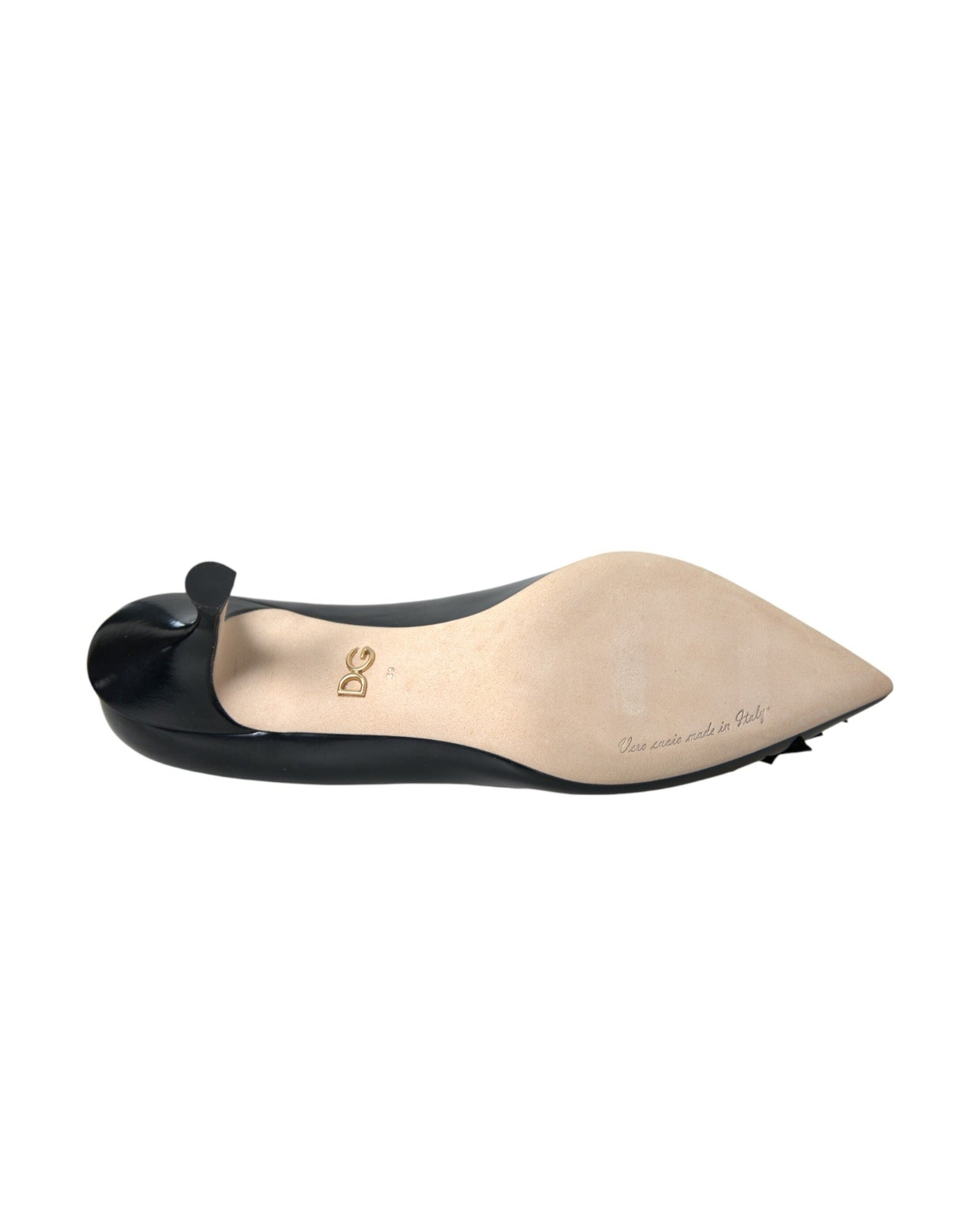 Dolce & Gabbana Black Leather Boom Patch Heels Pumps Shoes Glam Steals