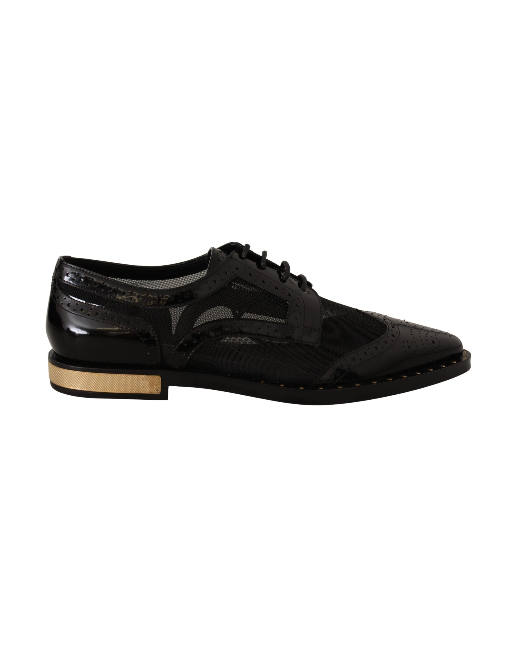 Dolce & Gabbana Black Leather Broques Sheer Wingtip Shoes Glam Steals