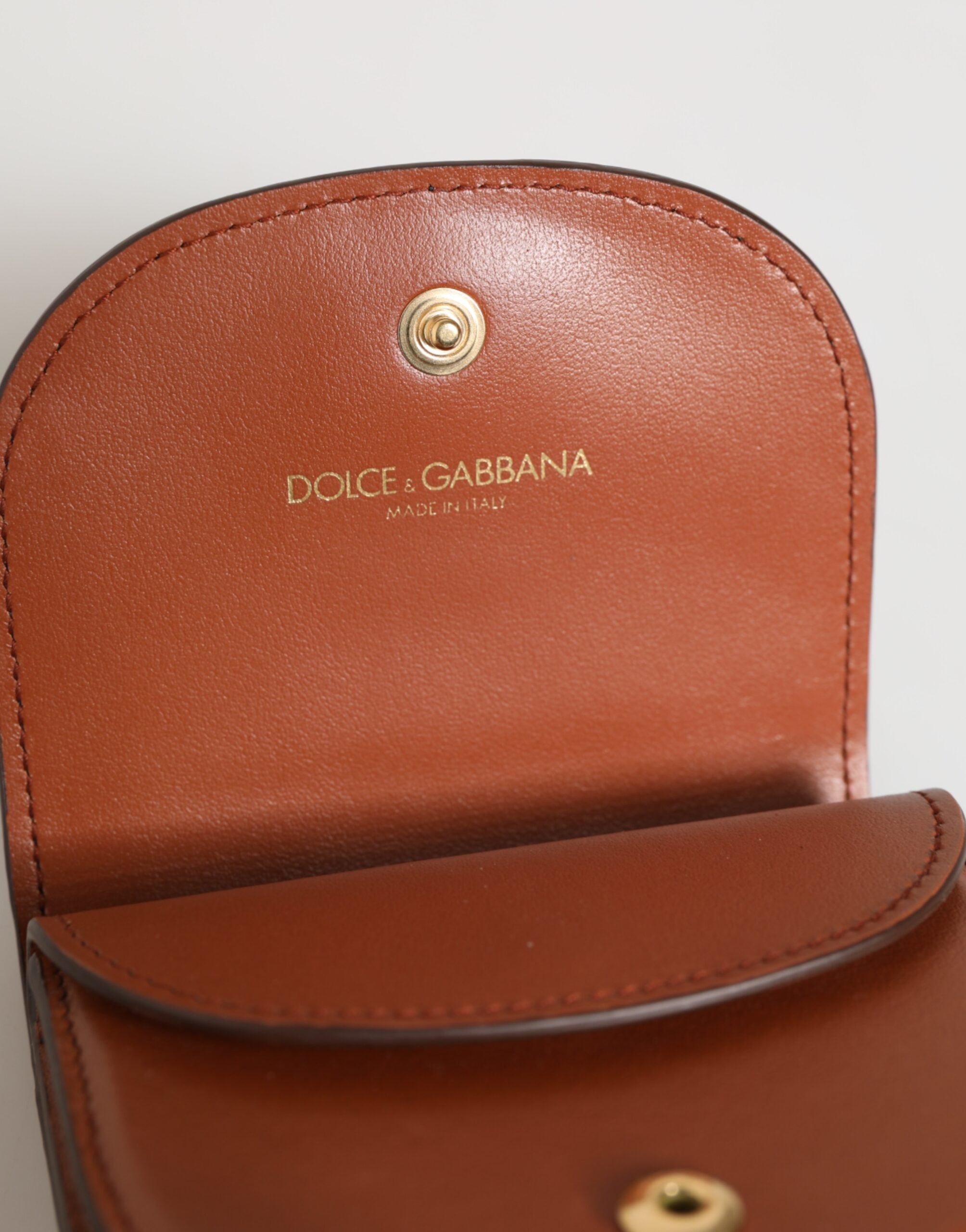 Dolce & Gabbana Black Leather Brown Calf Leopard Print Logo Plaque Wallet Glam Steals