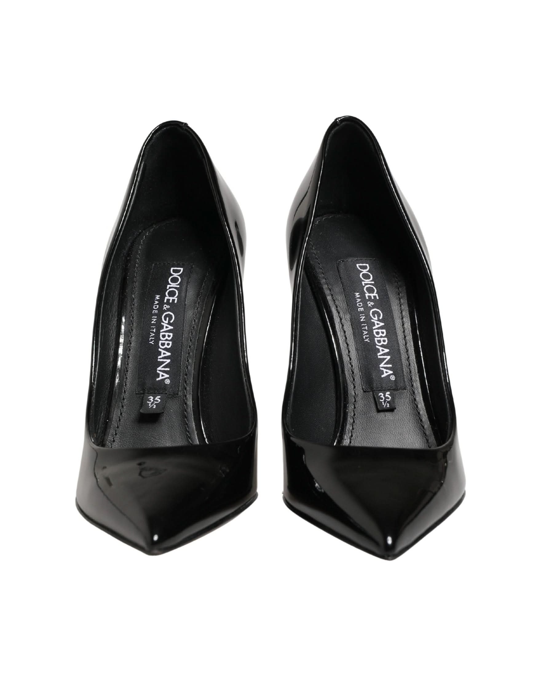 Dolce & Gabbana Black Leather Calf Stiletto Heels
