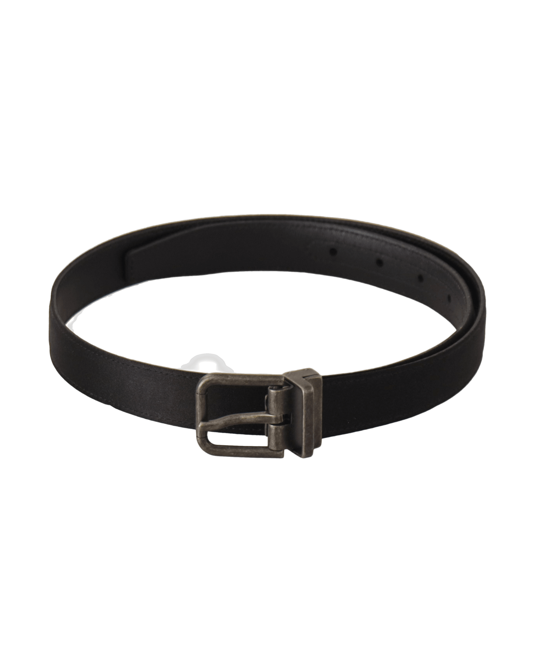 Dolce & Gabbana Black Leather Calfskin Vintage Metal Buckle Belt Belts