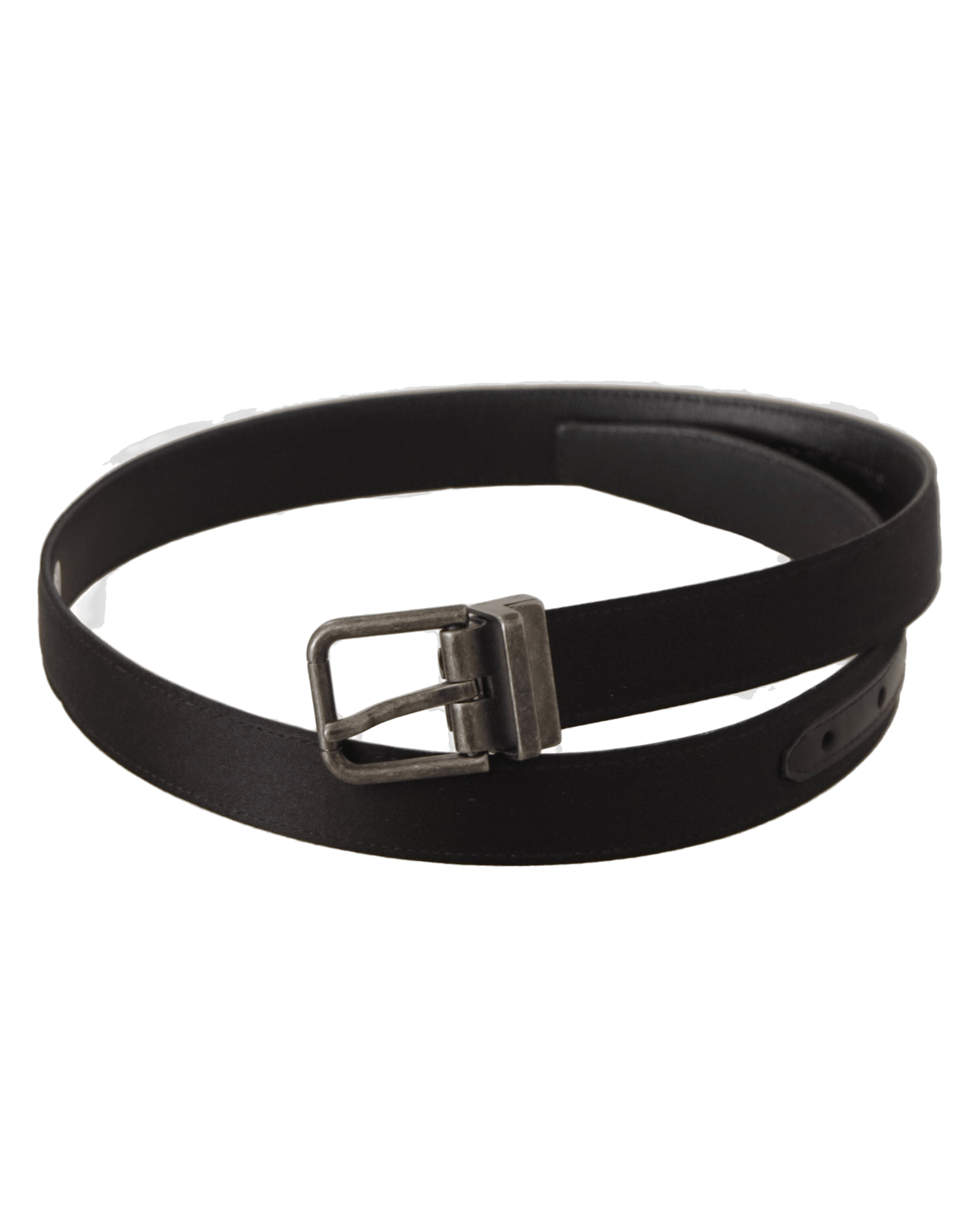 Dolce & Gabbana Black Leather Calfskin Vintage Metal Buckle Belt Belts