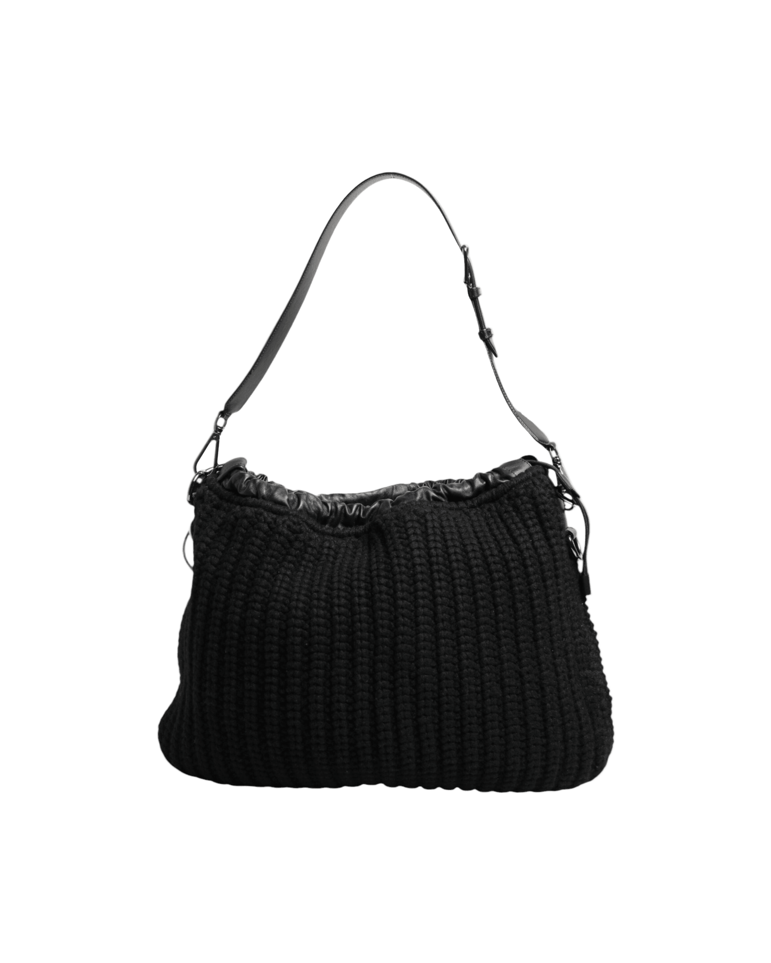Dolce & Black Gabbana Leather Cashmere Knitted Shoulder Women Borse Bag Glam Steals