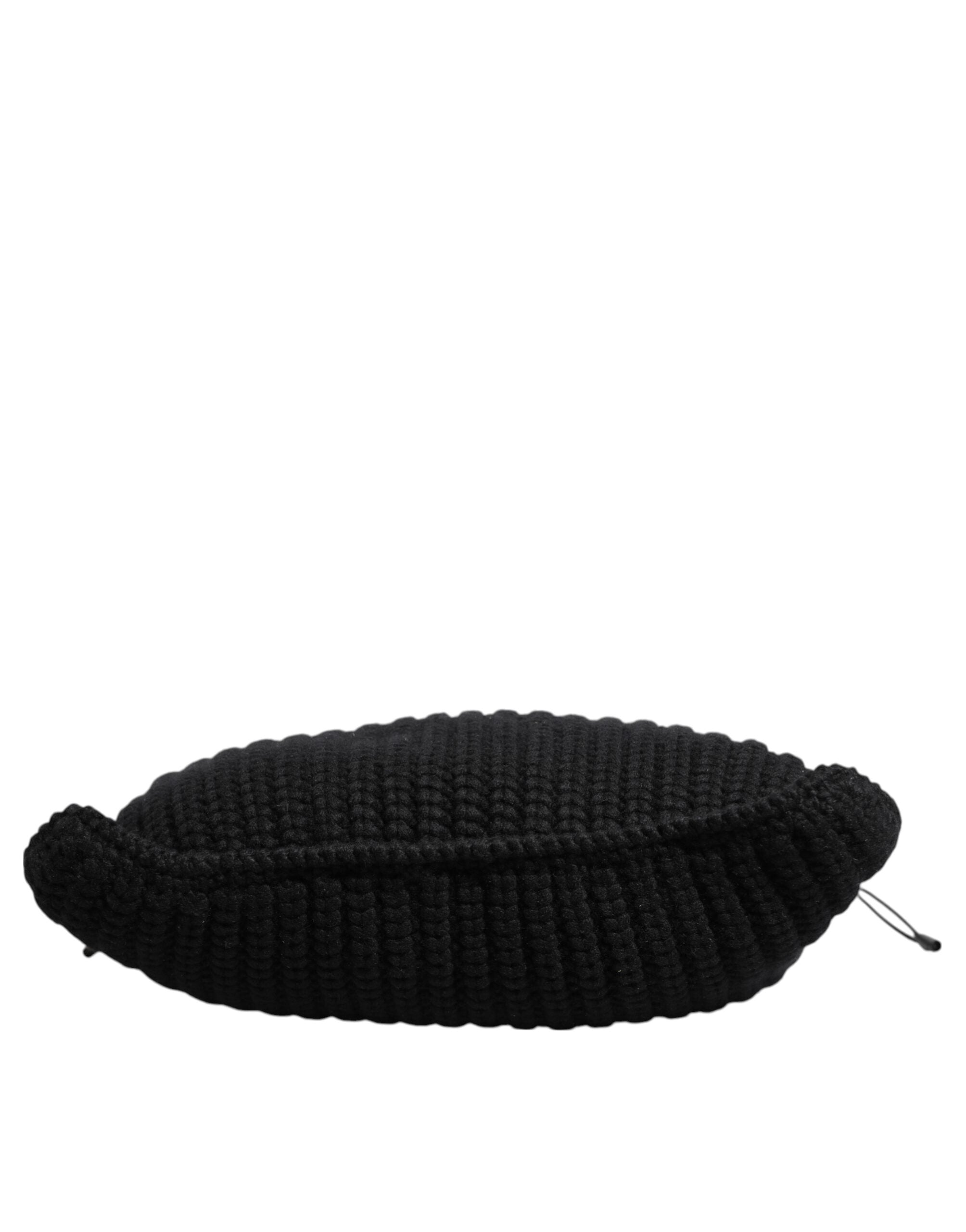 Dolce & Gabbana Black Leather Cashmere Knitted Shoulder Women Borse Bag Glam Steals