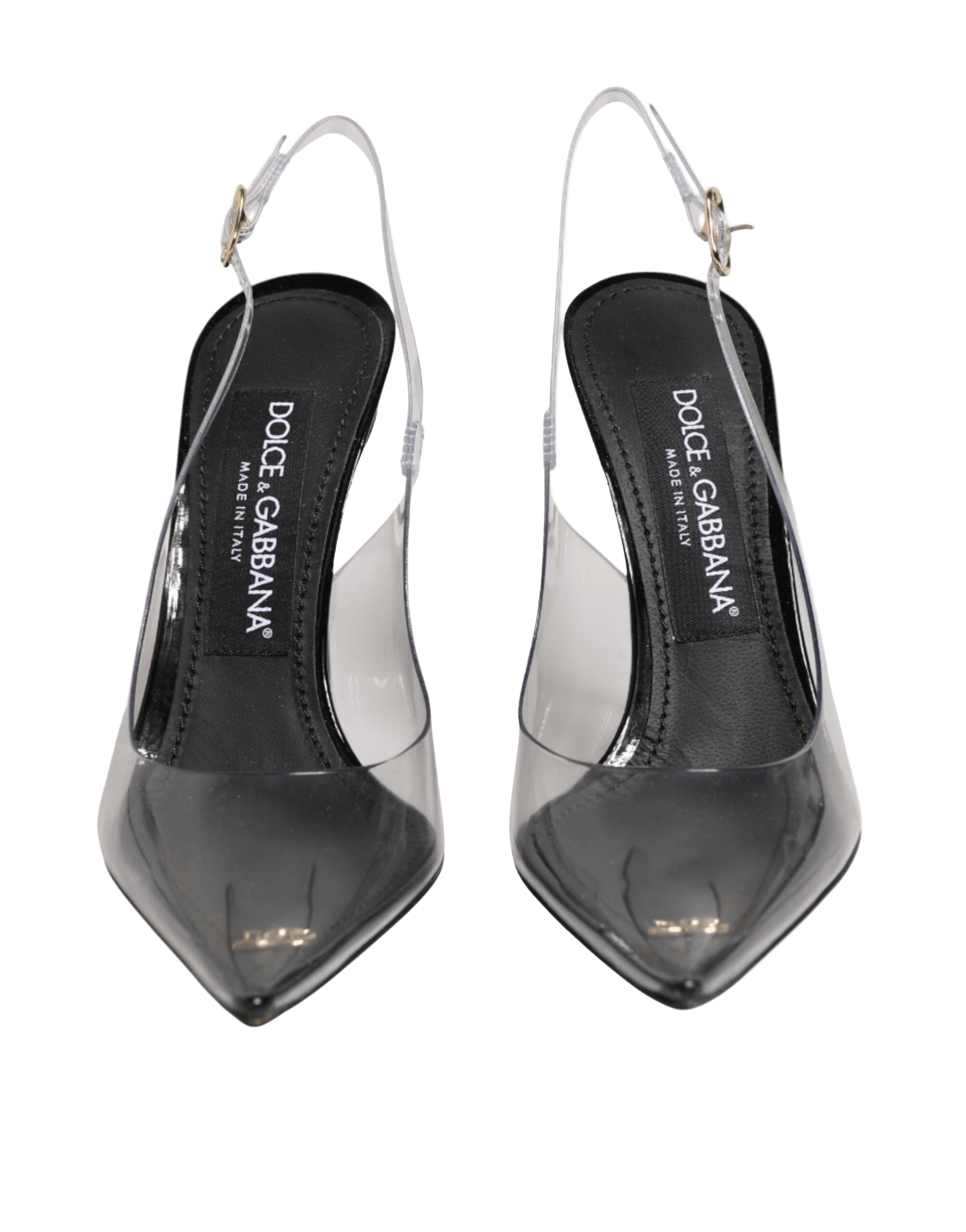 Dolce & Gabbana Black Leather Clear Pvc Slingback Pumps Shoes Glam Steals