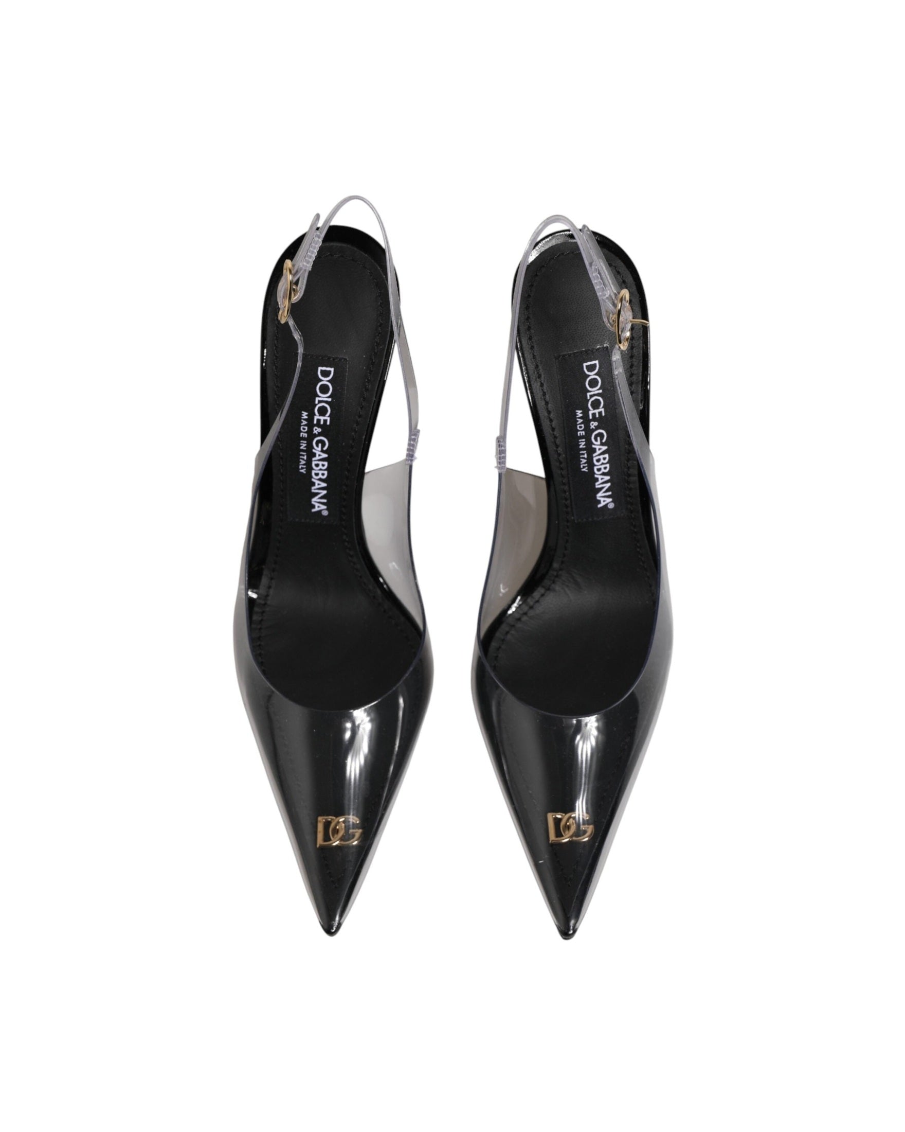 Dolce & Gabbana Black Leather Clear Pvc Slingback Pumps Shoes Glam Steals