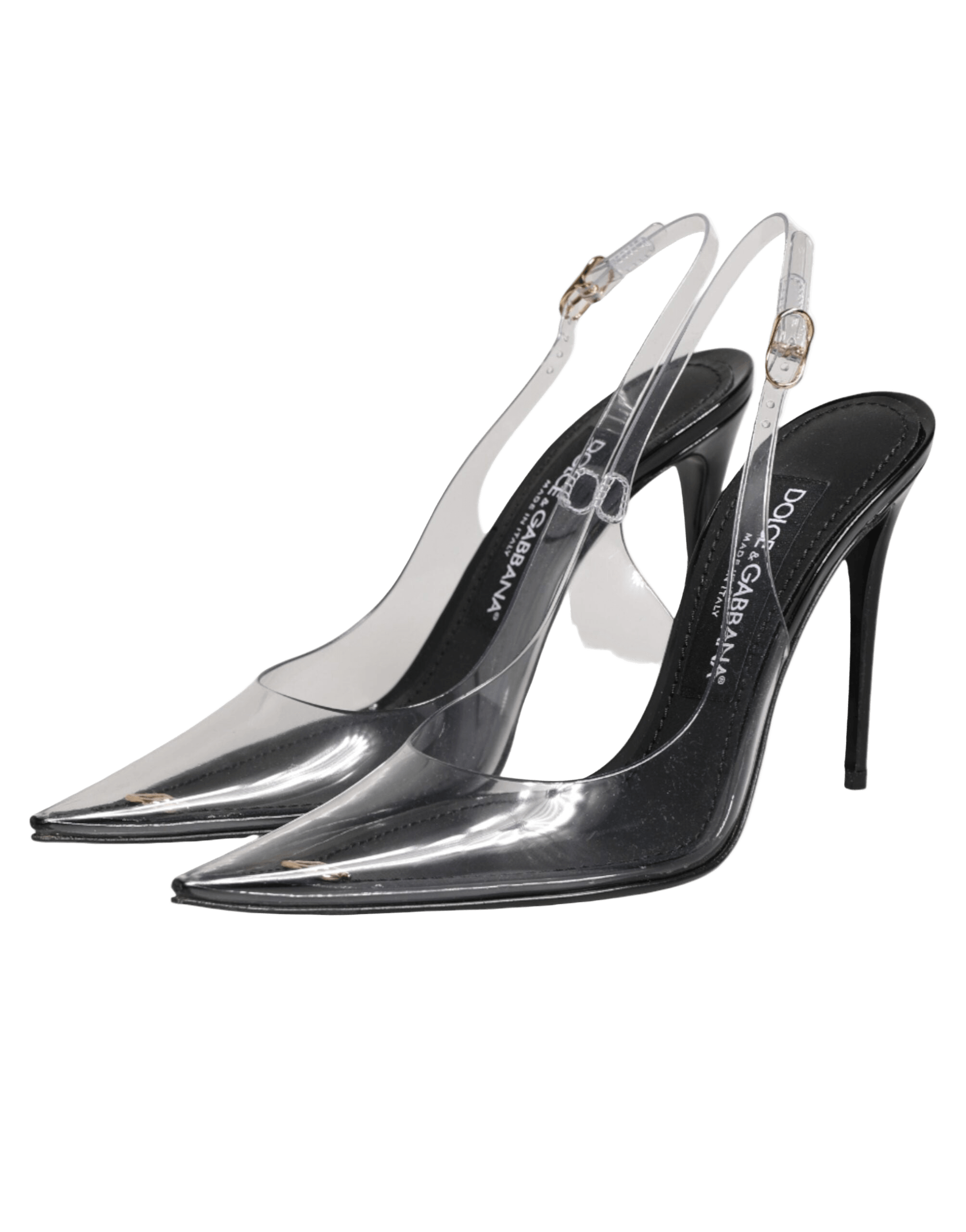 Dolce & Gabbana Black Leather Clear Pvc Slingback Pumps Shoes Glam Steals