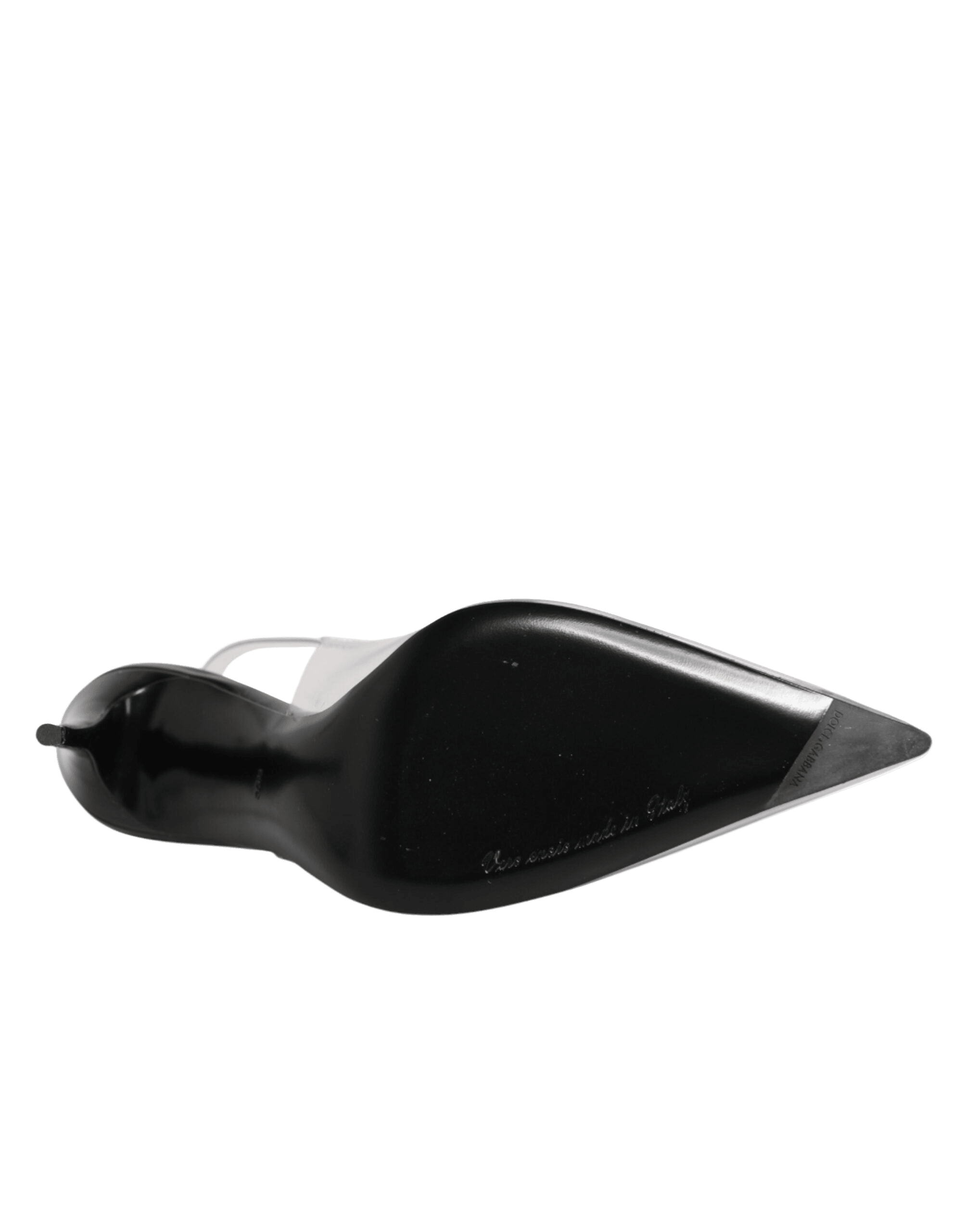Dolce & Gabbana Black Leather Clear Pvc Slingback Pumps Shoes Glam Steals
