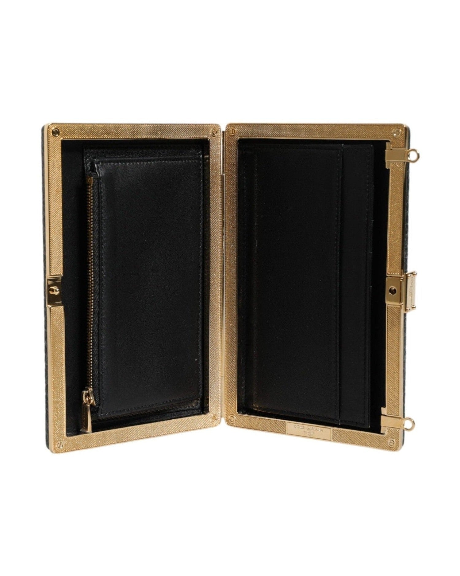 Dolce & Gabbana Leather Clutch Evening Crossbody Black Bag Glam Steals