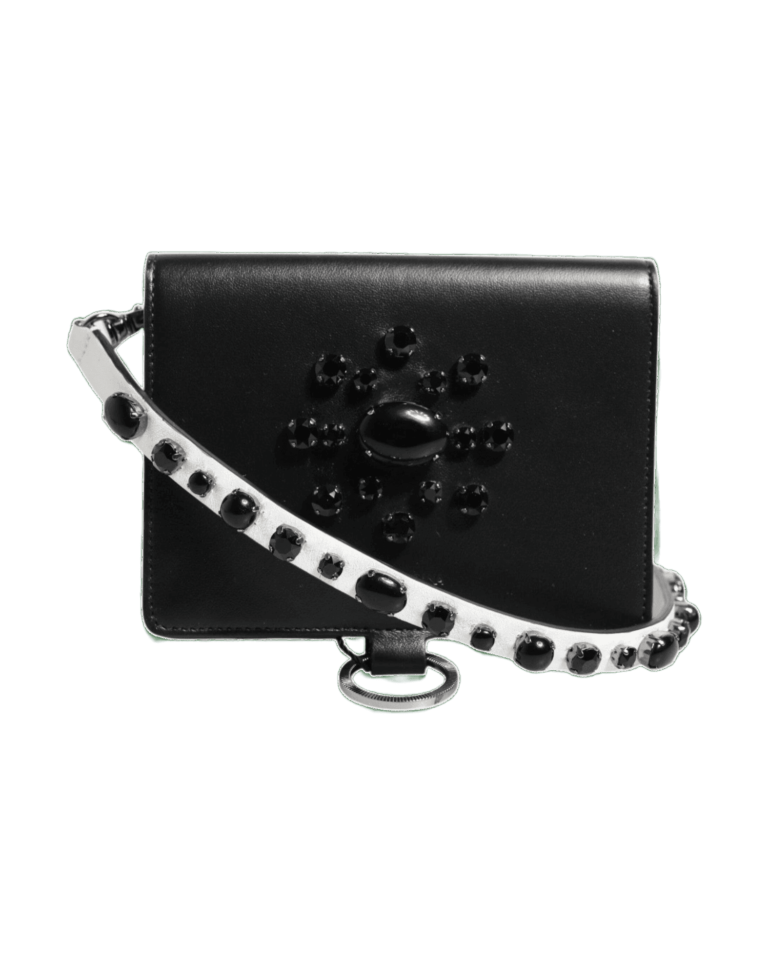 Dolce & Gabbana Black Leather Crystal Embellished Card Holder Wallet Card Cases