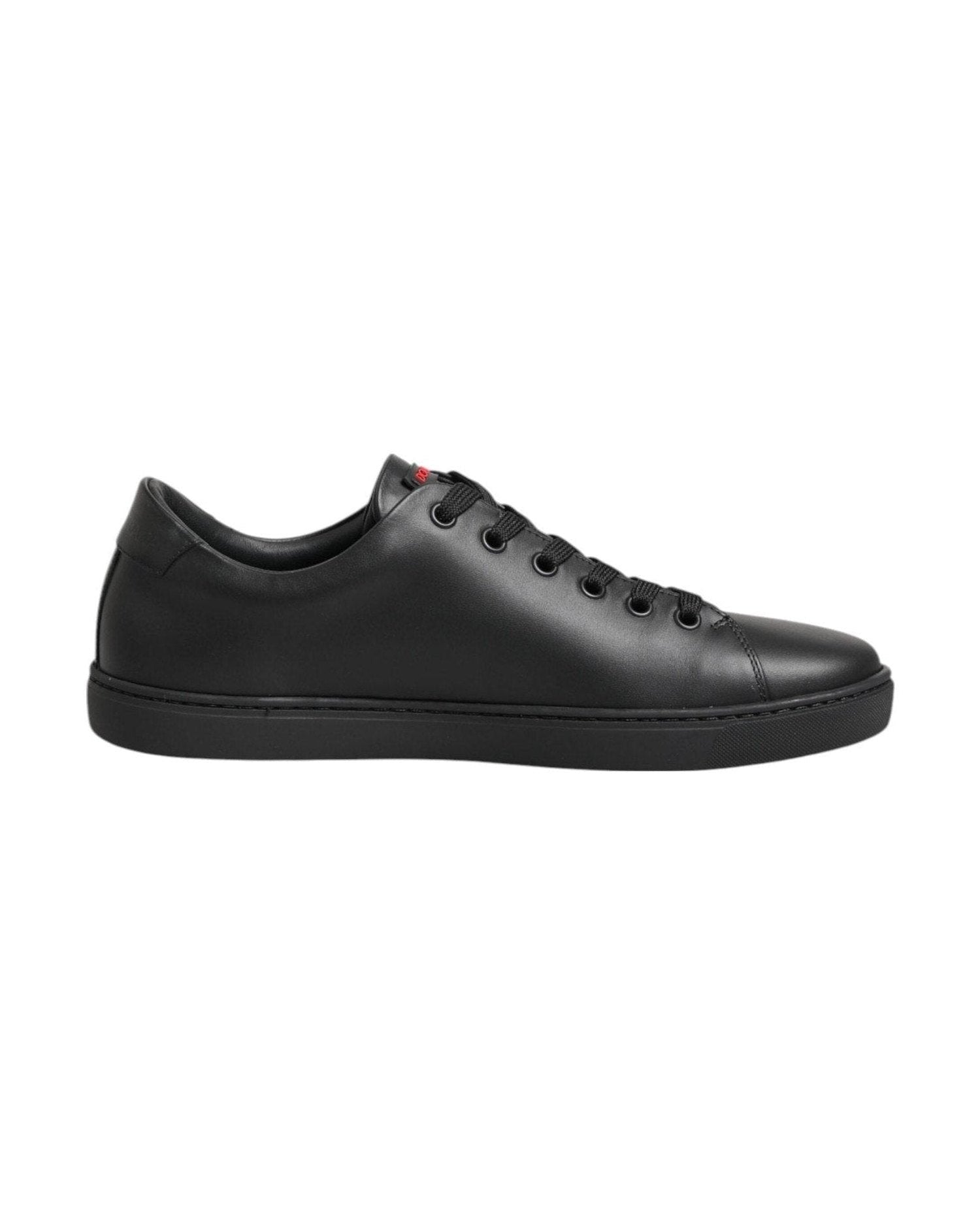 Dolce & Gabbana Black Leather Crystal Heart Low Top Sneakers Shoes Shoes