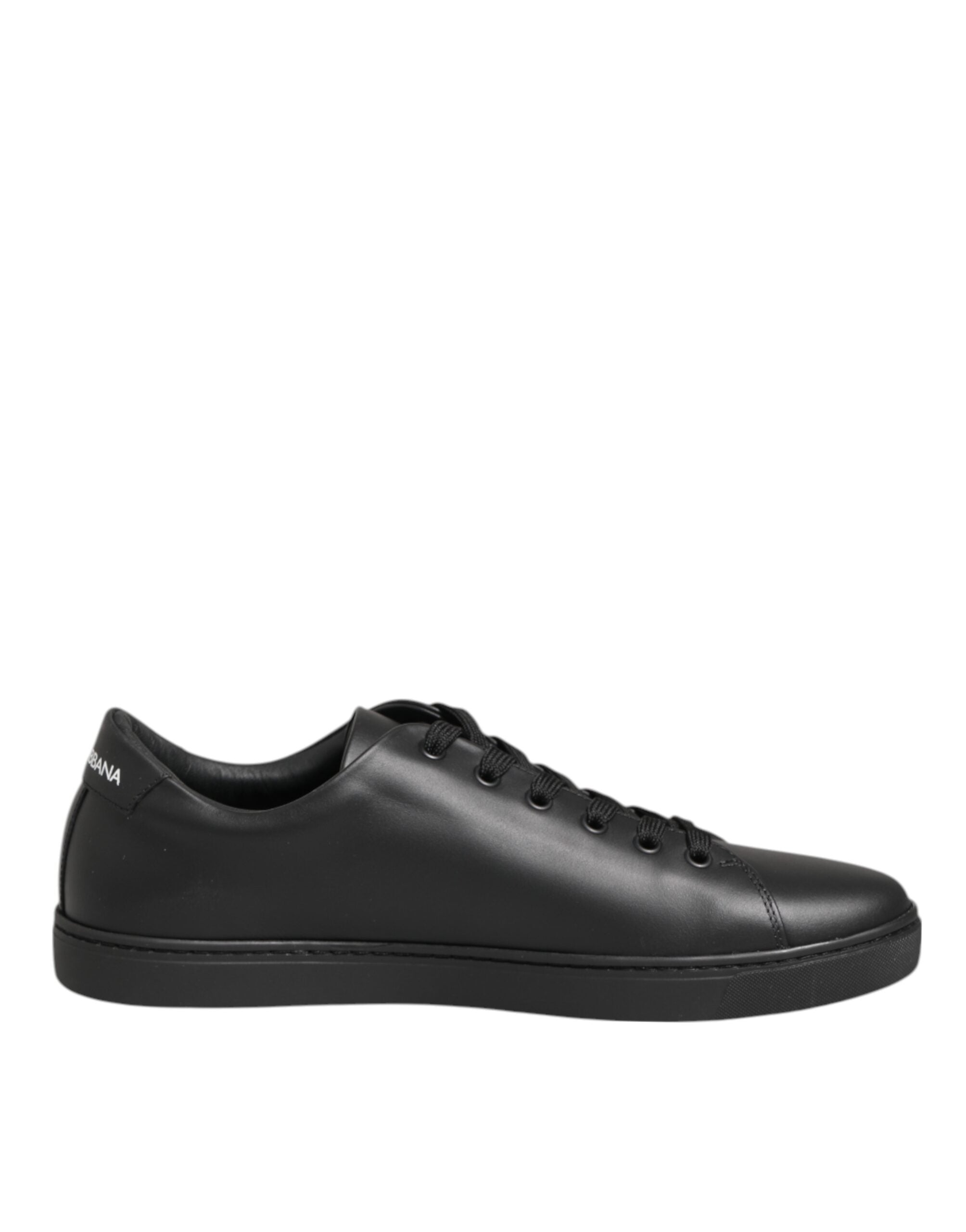 Dolce & Gabbana Black Leather Crystal Heart Sneakers Shoes Glam Steals