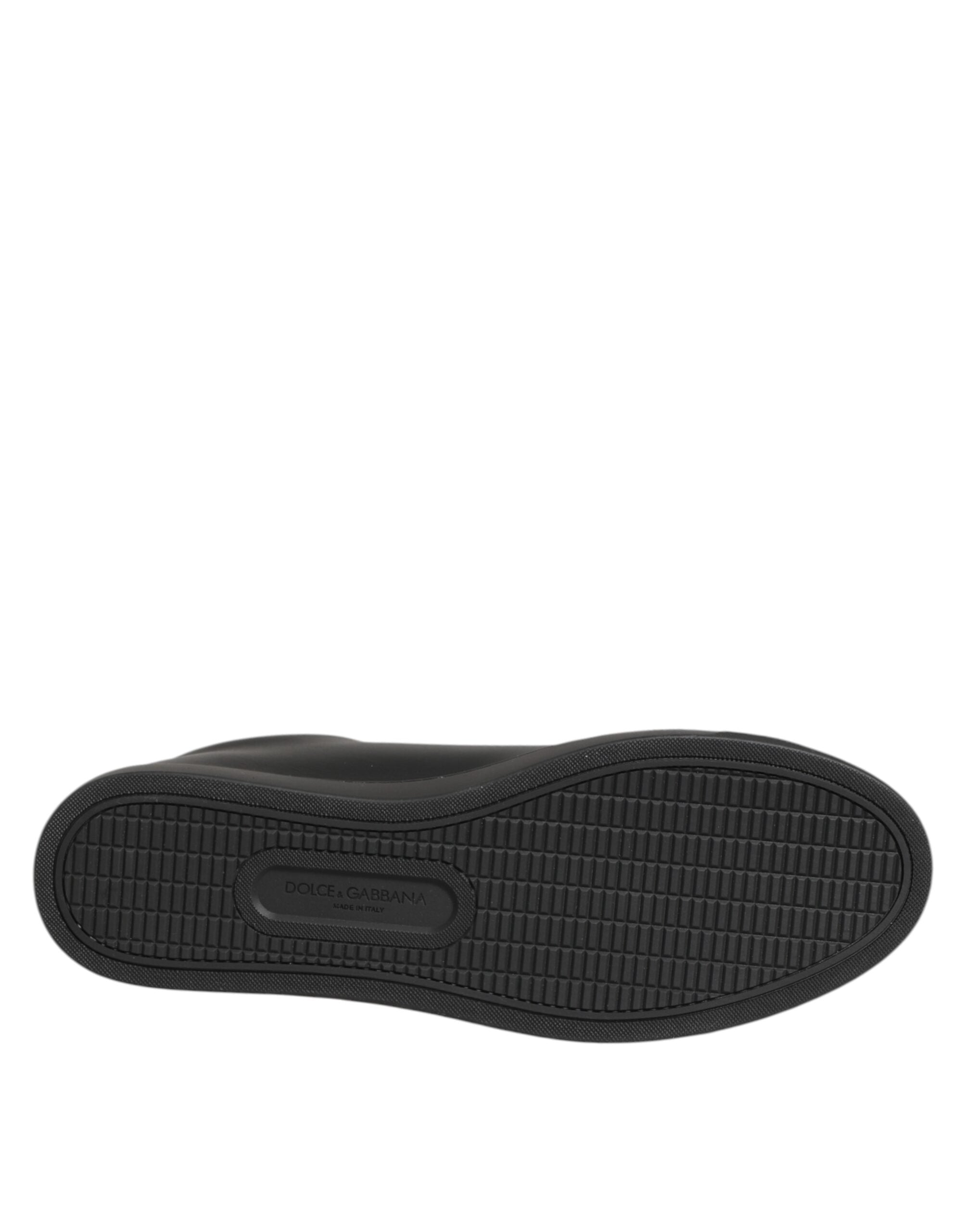 Dolce & Gabbana Black Leather Crystal Heart Sneakers Shoes Glam Steals