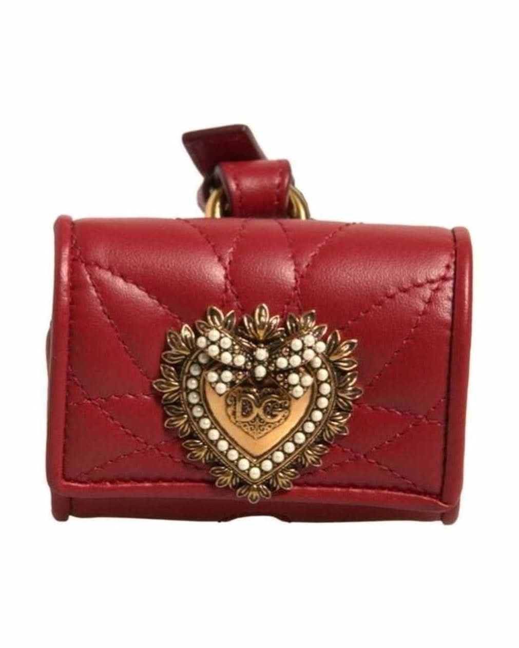 Dolce & Gabbana Black Leather Devotion Heart Strap Airpod Case Headphone & Headset Accessories
