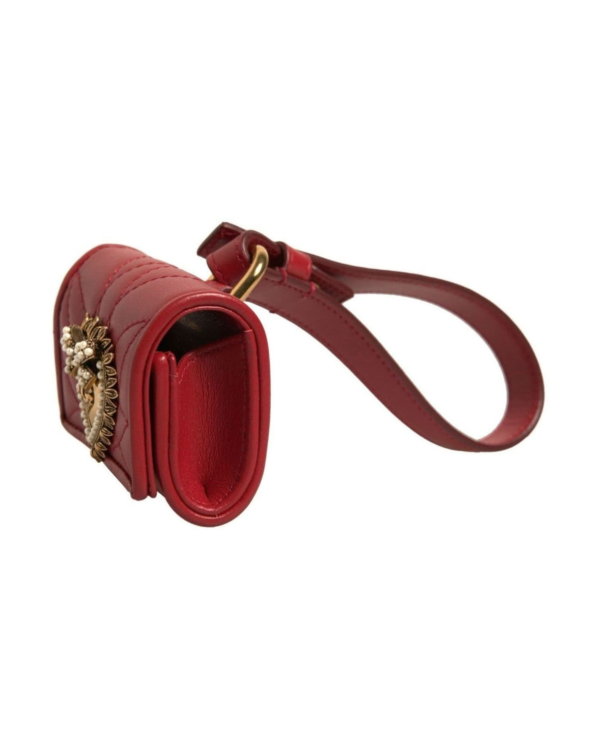 Dolce & Gabbana Black Leather Devotion Heart Strap Airpod Case Headphone & Headset Accessories