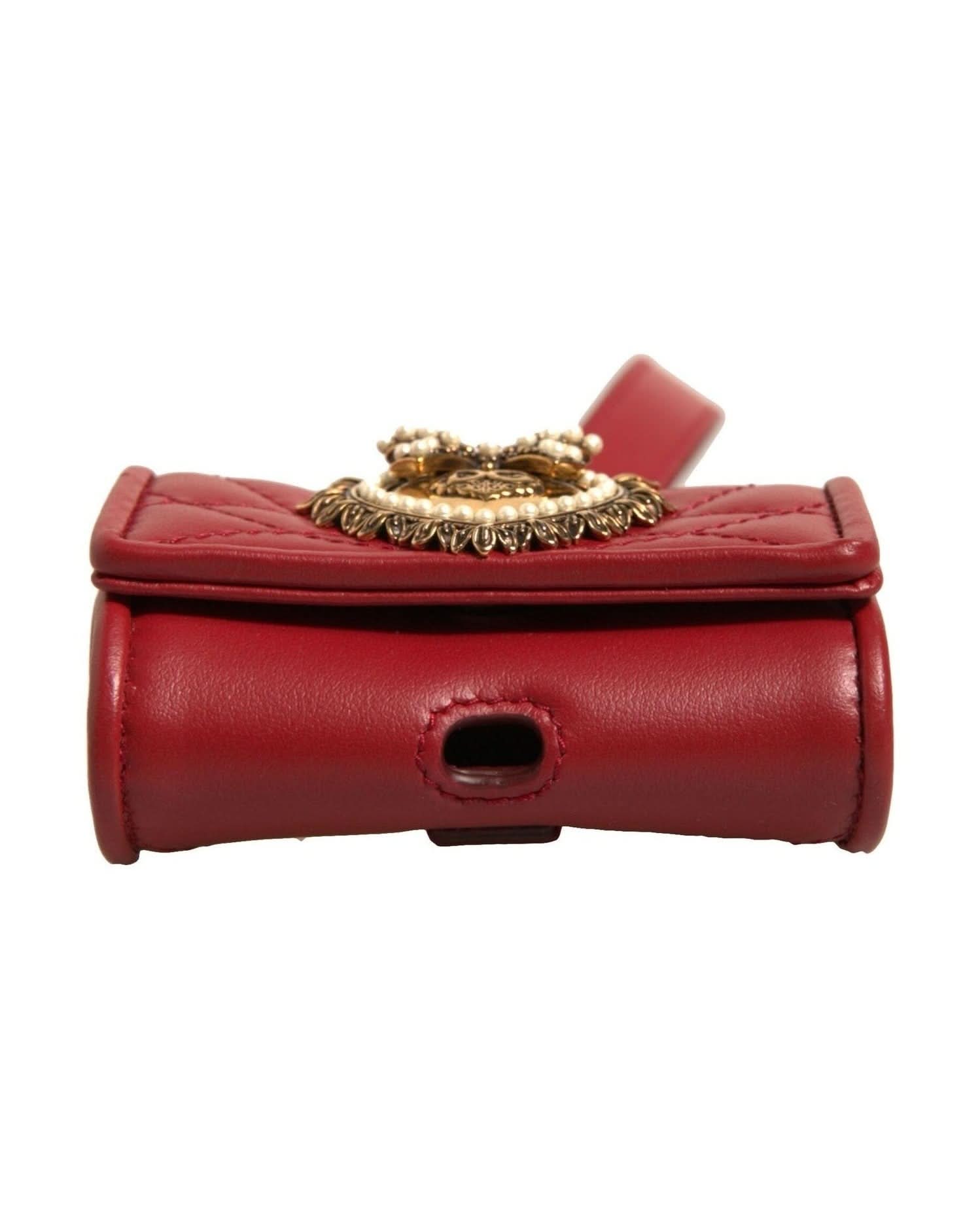 Dolce & Gabbana Black Leather Devotion Heart Strap Airpod Case Headphone & Headset Accessories