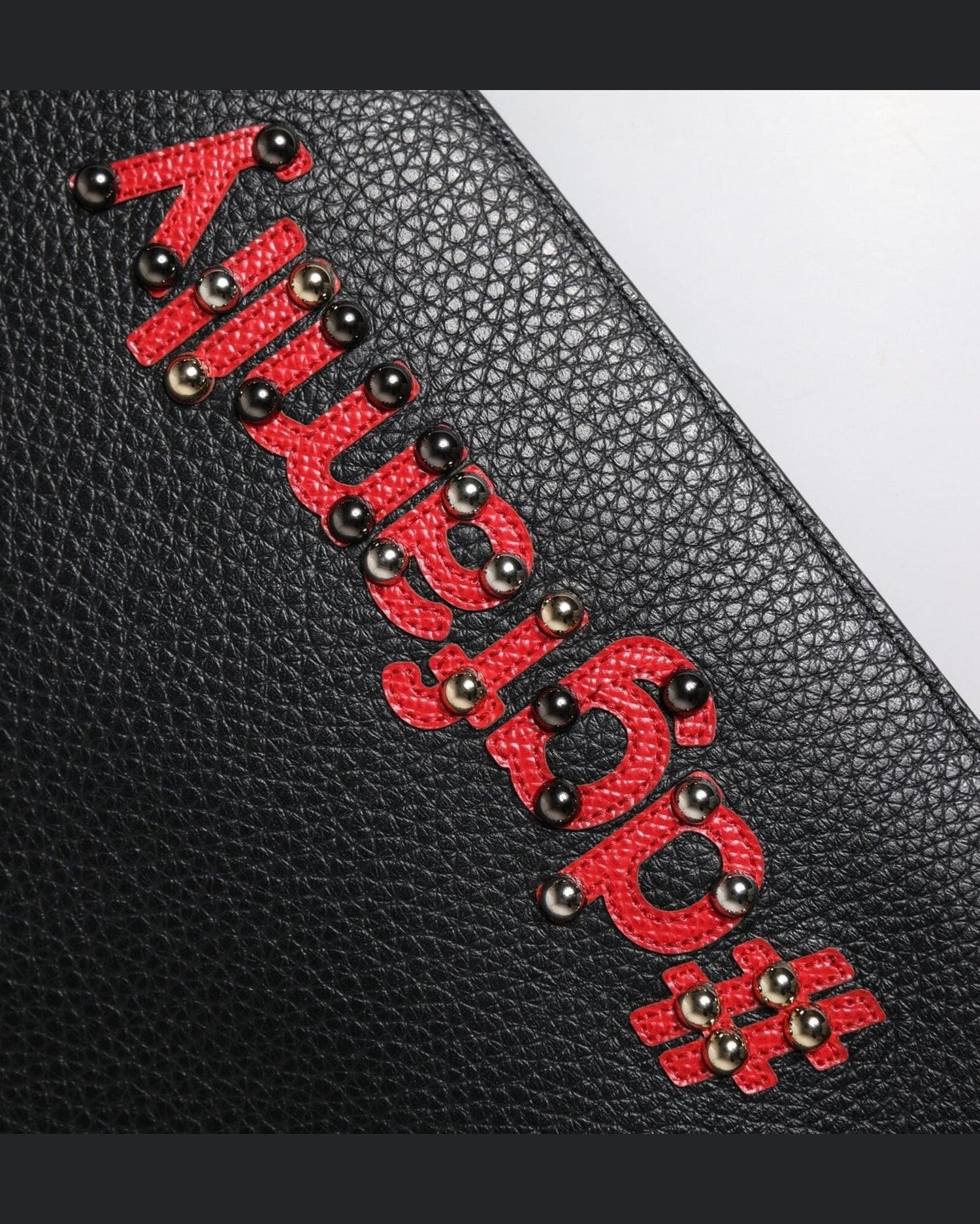 Dolce & Gabbana Black Leather #Dgfamily Embellished Clutch Bag Clutch Bags