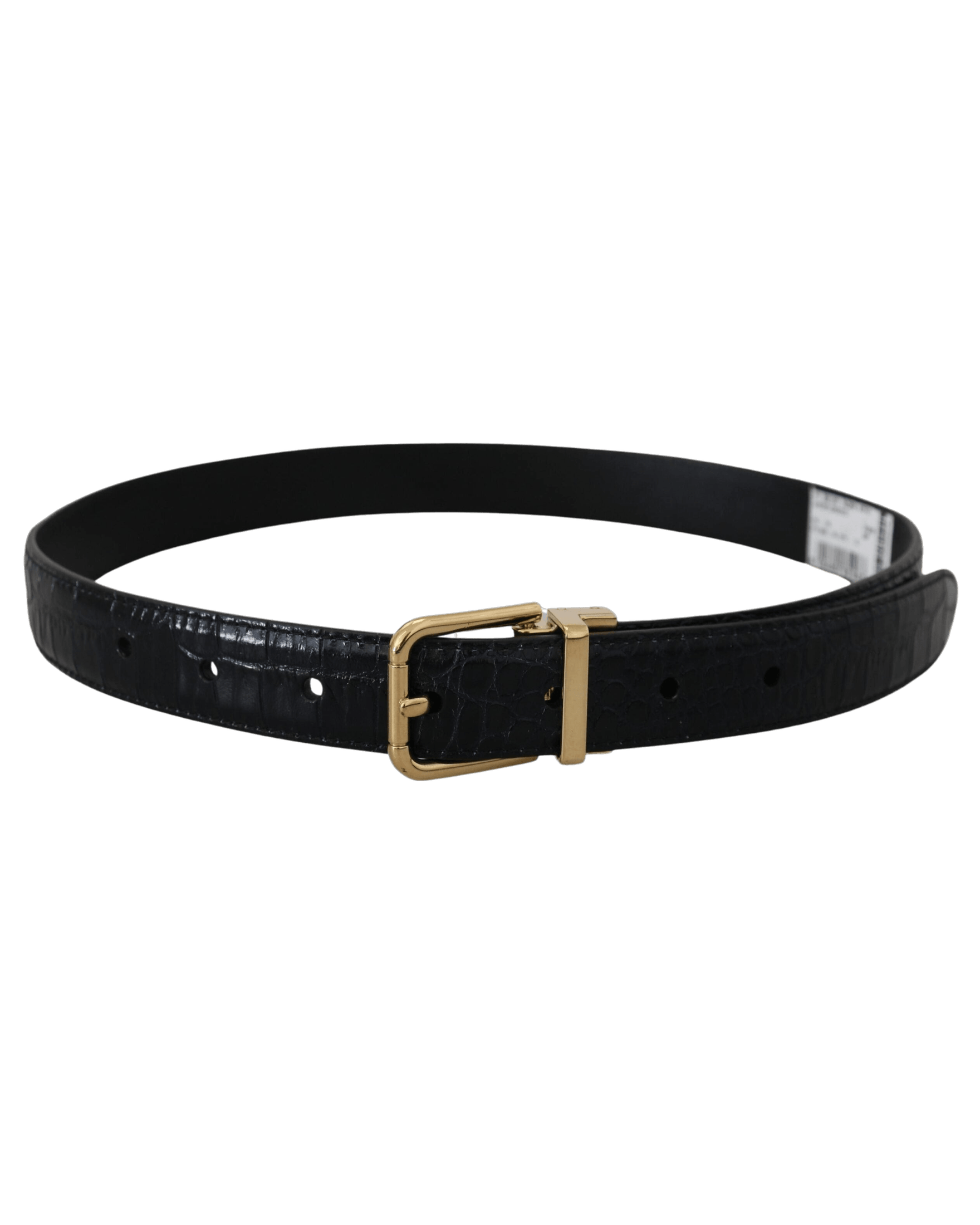 Dolce & Gabbana Black Leather Exotic Metal Buckle Belt Belts
