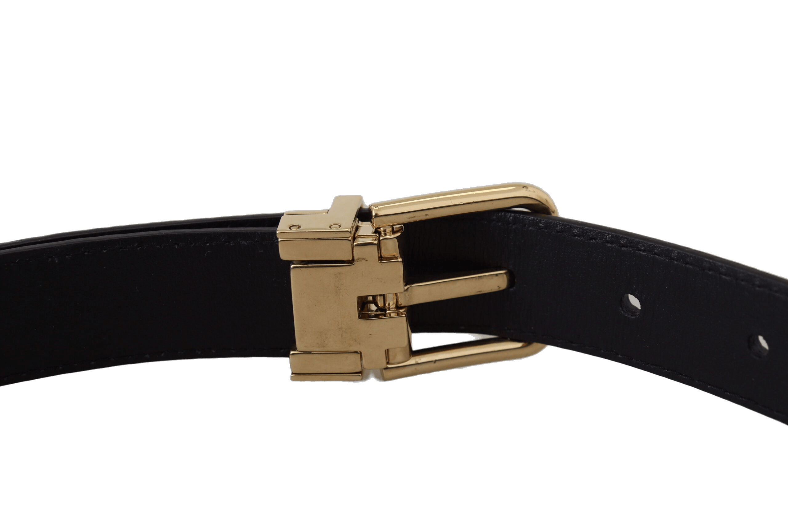 Dolce & Gabbana Black Leather Exotic Gold Metal Buckle Belt Glam Steals