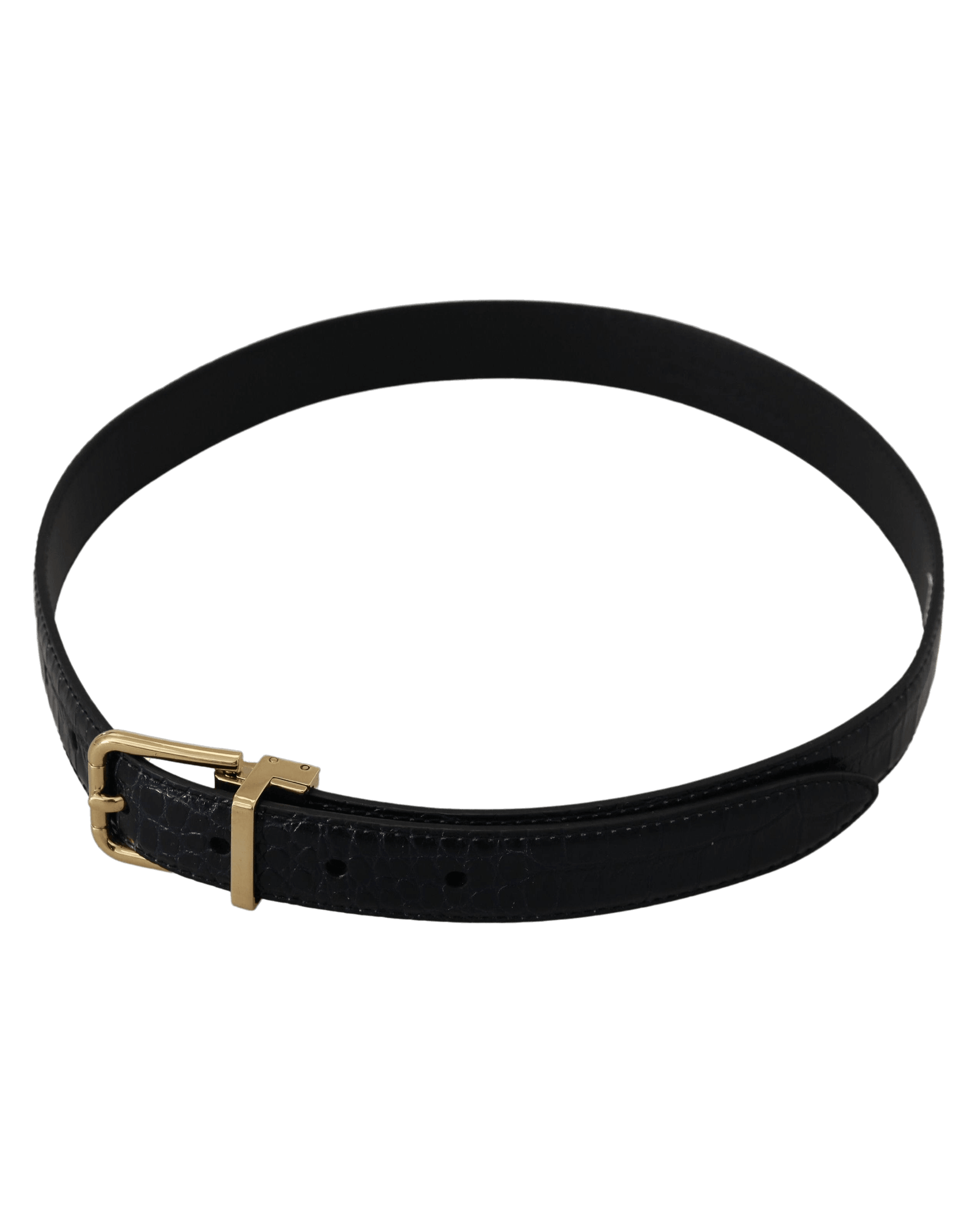 Dolce & Gabbana Black Leather Exotic Metal Buckle Belt Belts