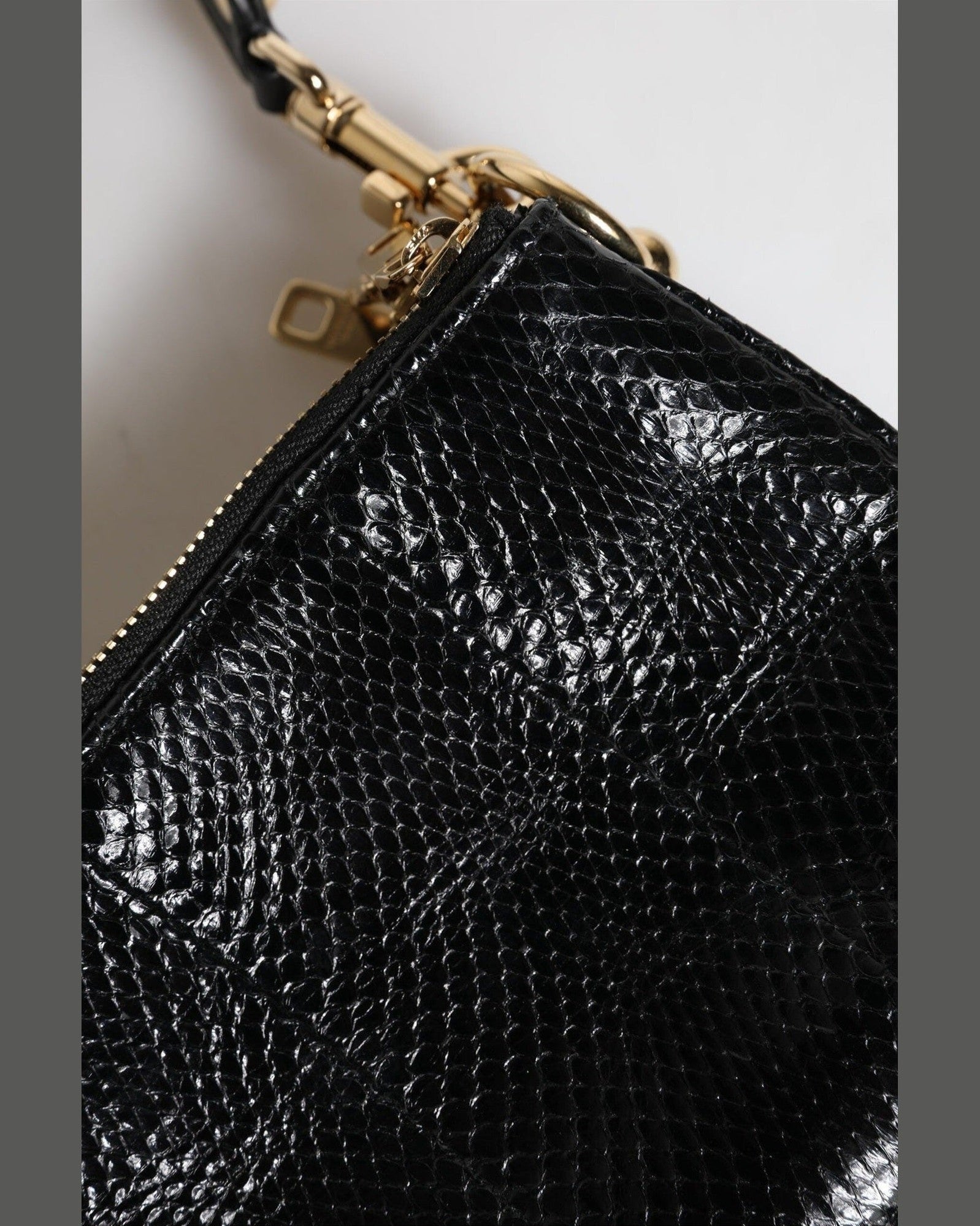 Dolce & Gabbana Black Leather Exotic Shoulder Sling Clutch Bag Shoulder Bags
