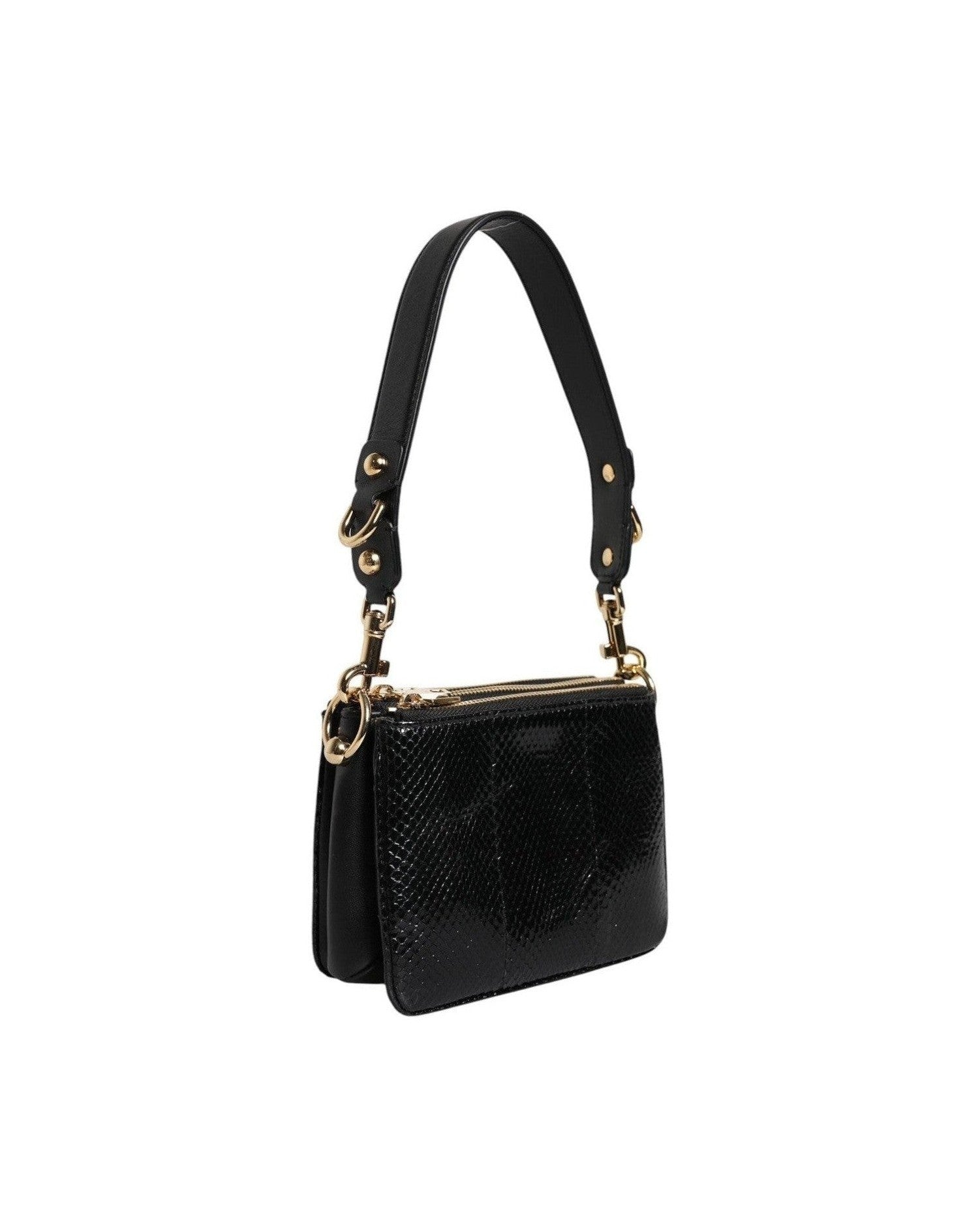 Dolce & Gabbana Black Leather Exotic Shoulder Sling Clutch Bag Glam Steals
