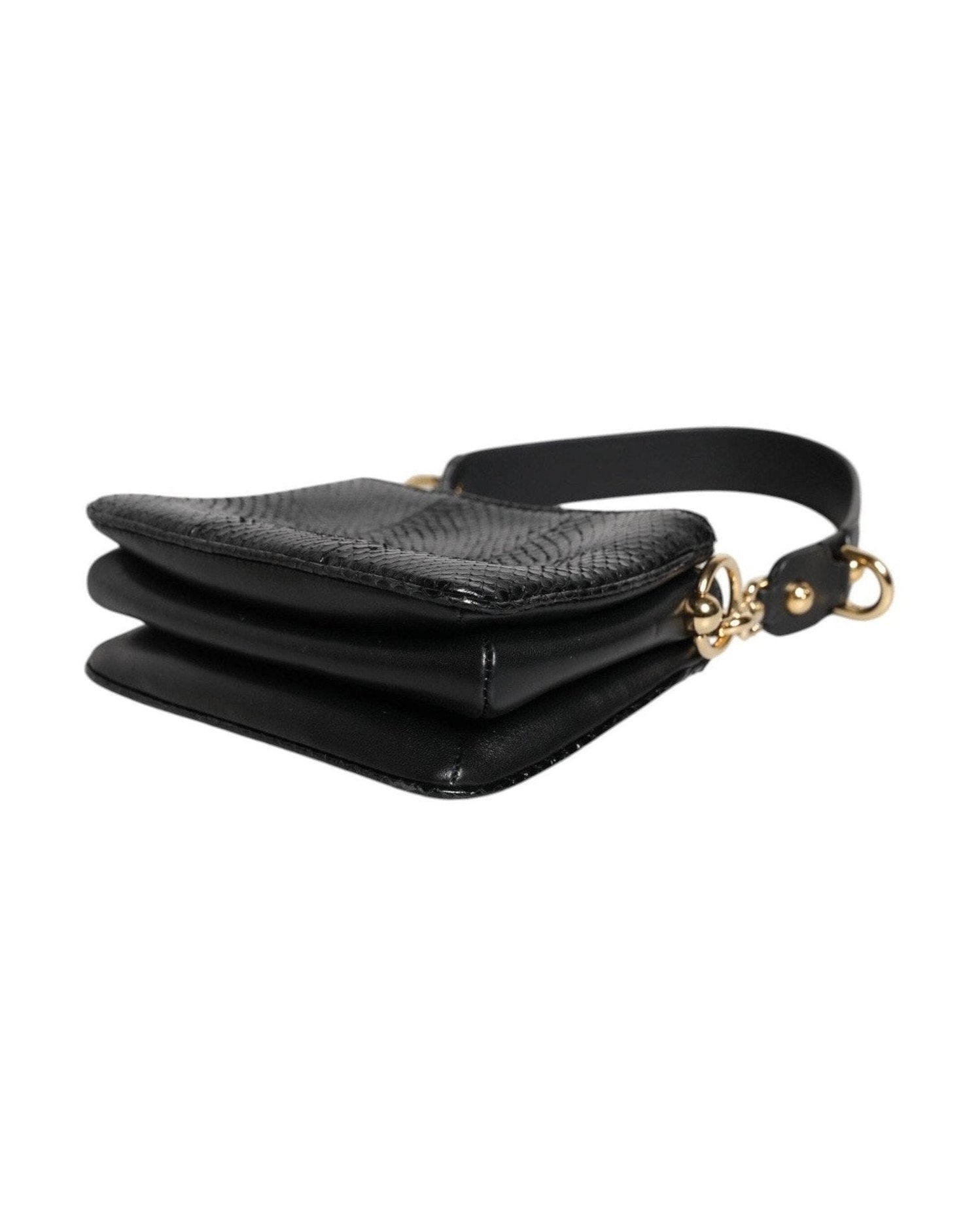 Dolce & Gabbana Black Leather Exotic Shoulder Sling Clutch Bag Glam Steals