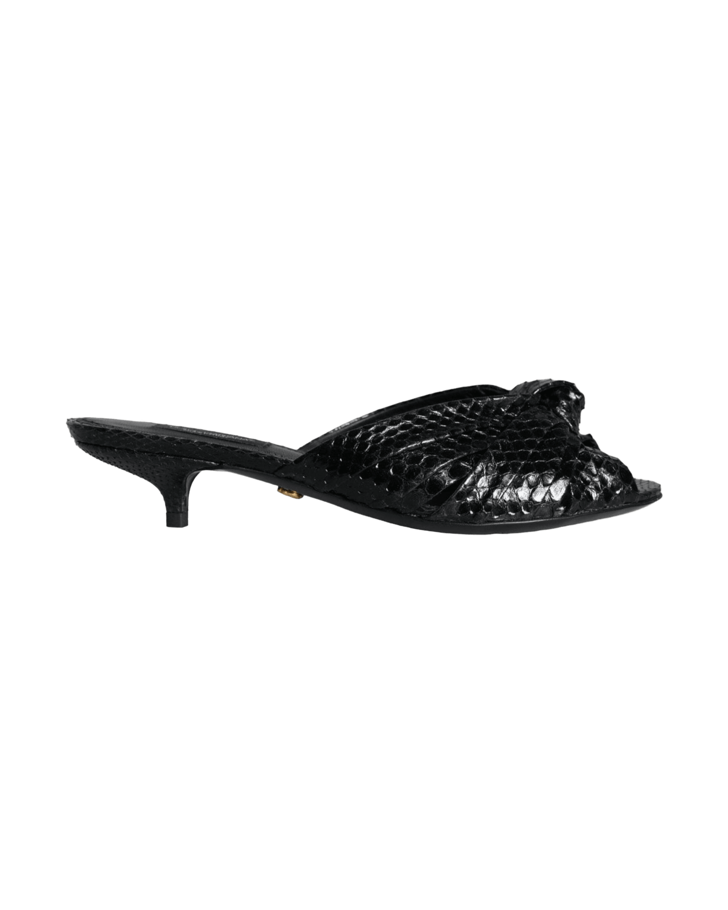 Dolce & Gabbana Black Leather Heels Slides Sandals Shoes Heels