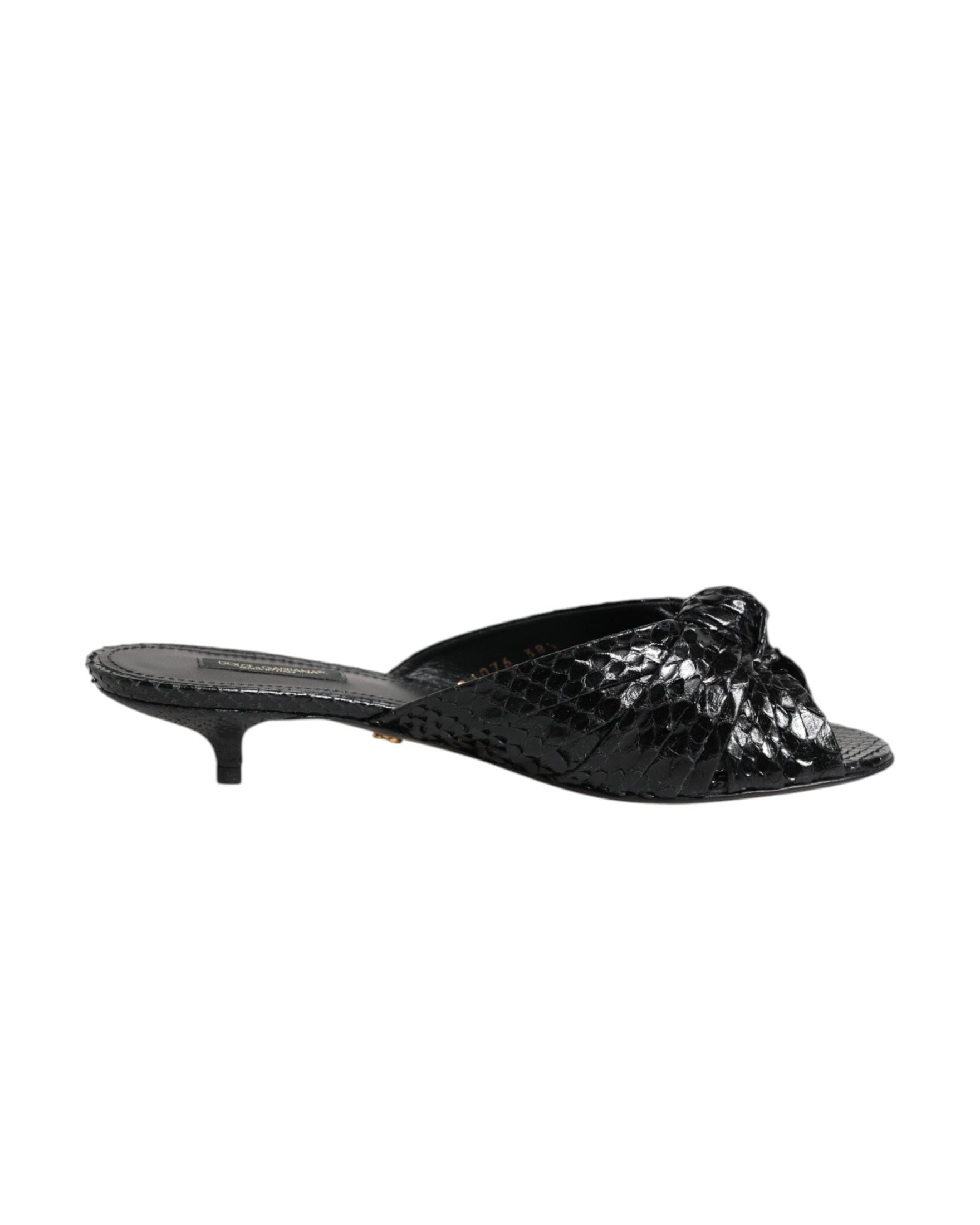 Dolce & Gabbana Black Leather Heels Slides Sandals Shoes Glam Steals