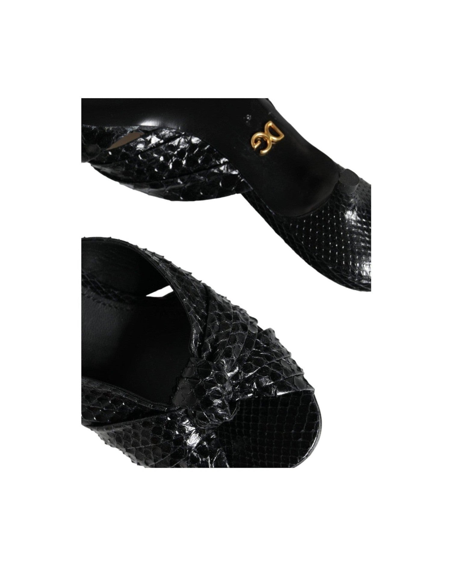 Dolce & Gabbana Black Leather Heels Slides Sandals Shoes Glam Steals