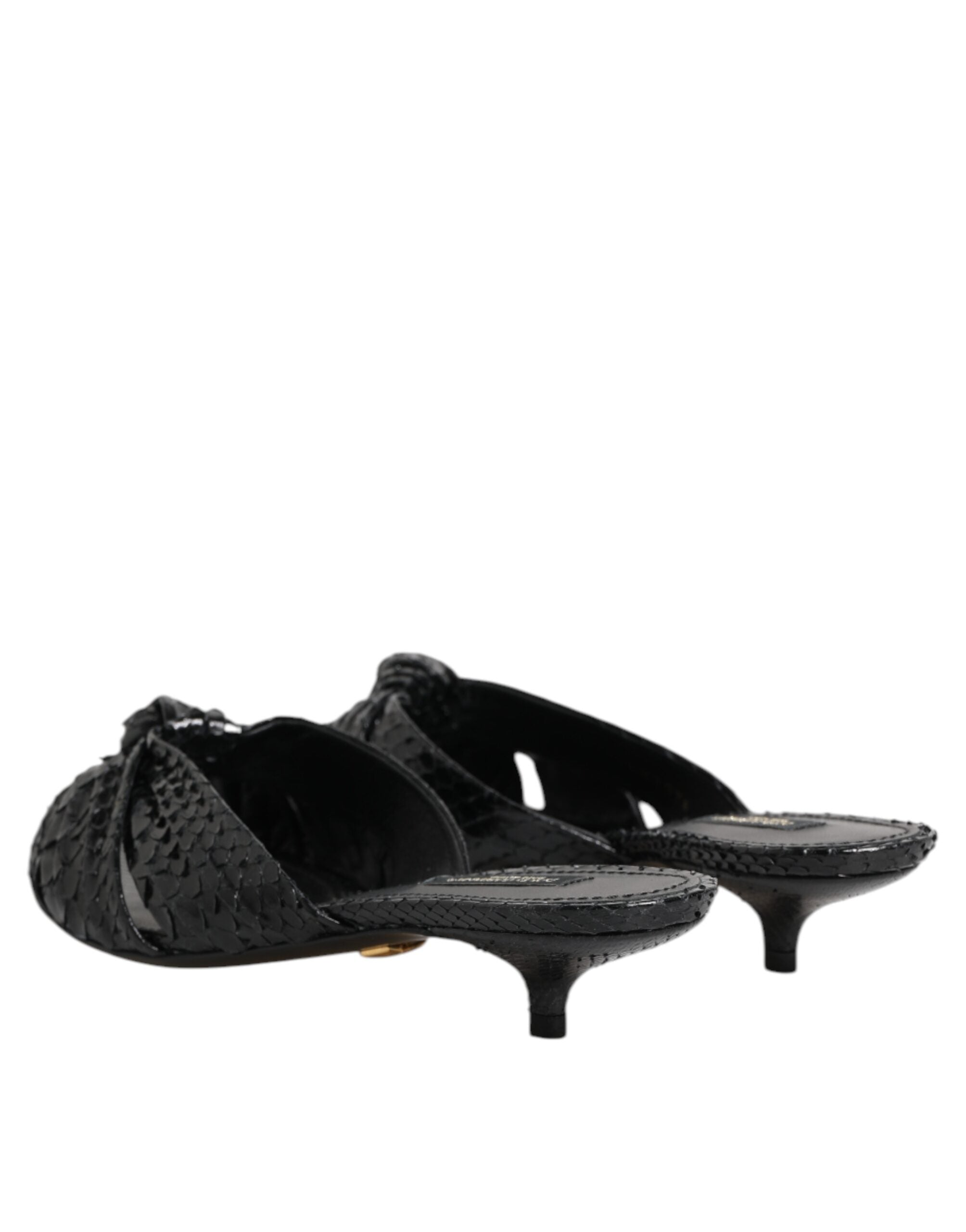 Dolce & Gabbana Black Leather Heels Slides Sandals Shoes Glam Steals