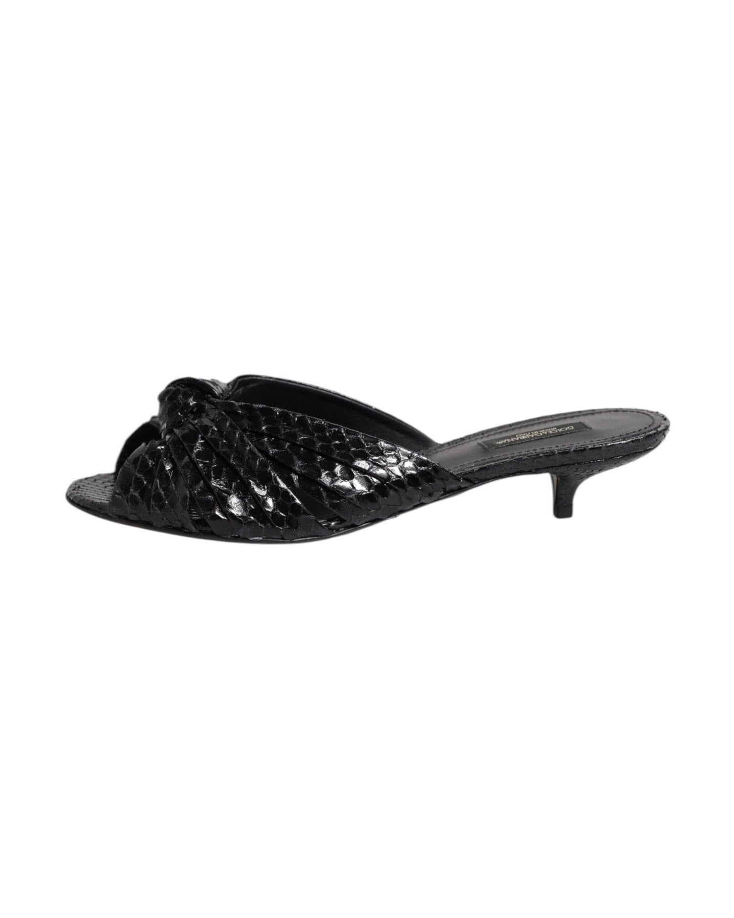 Dolce & Gabbana Black Leather Heels Slides Sandals Shoes Glam Steals
